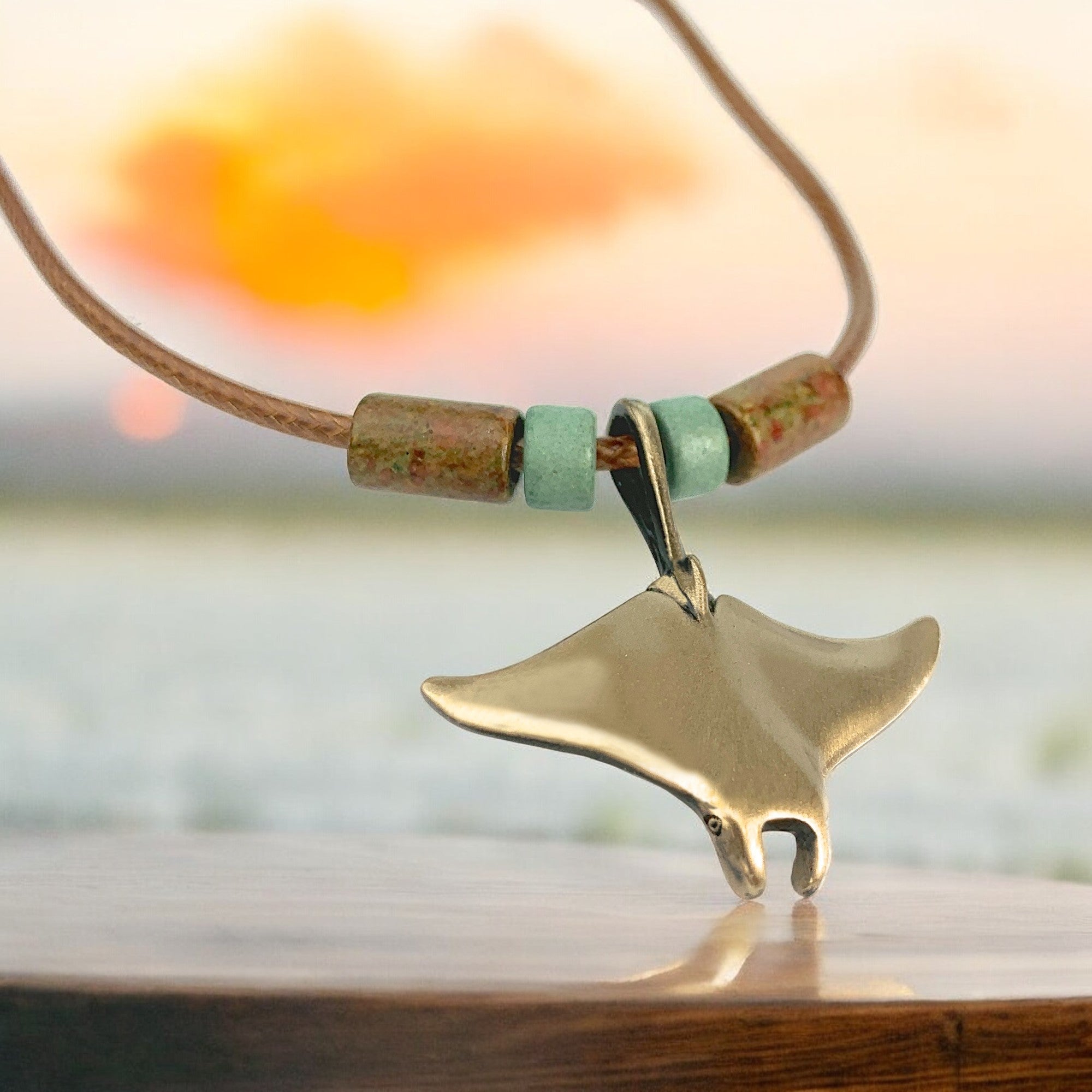 Stingray Necklace Antique Bronze