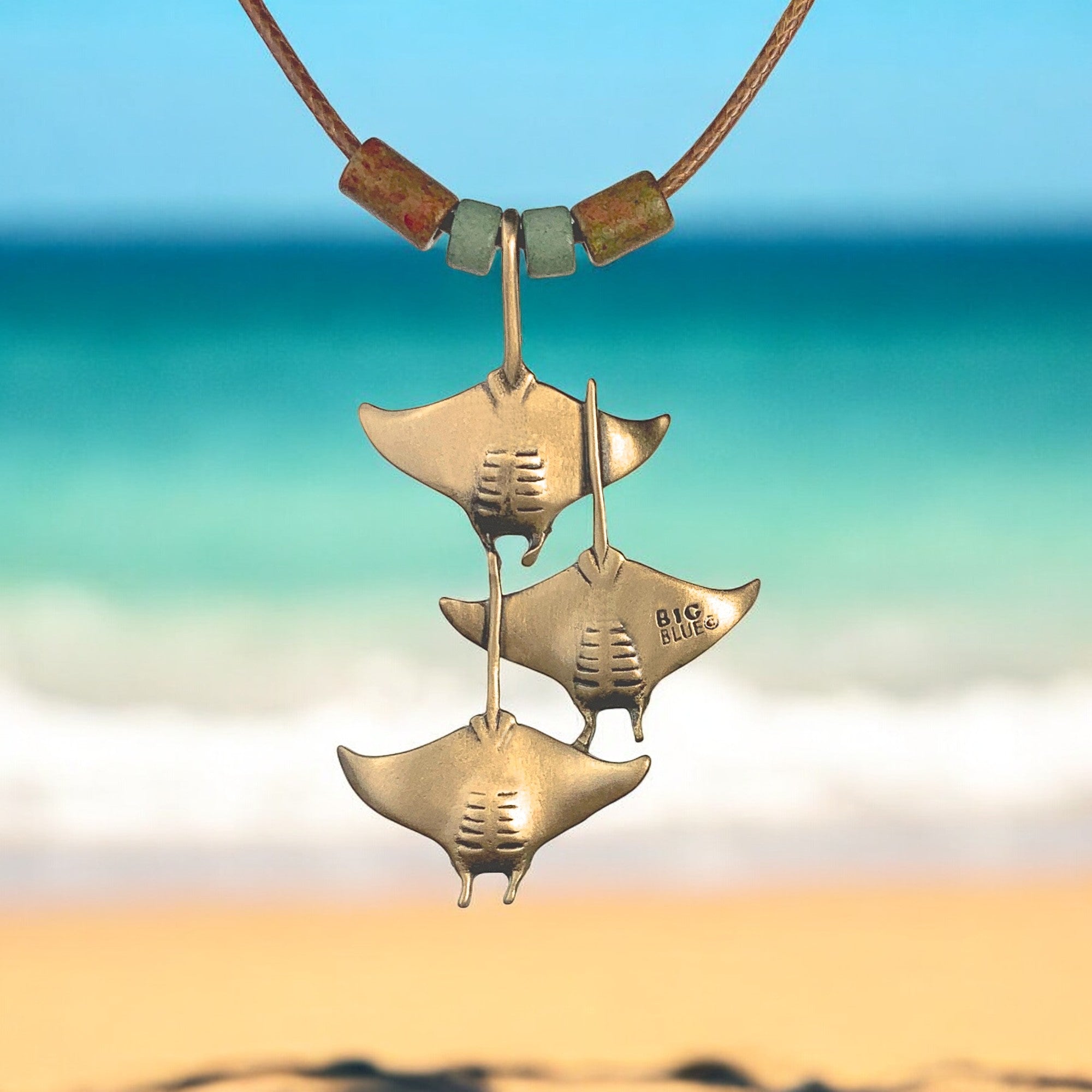 Manta Ray Antique Bronze Necklace