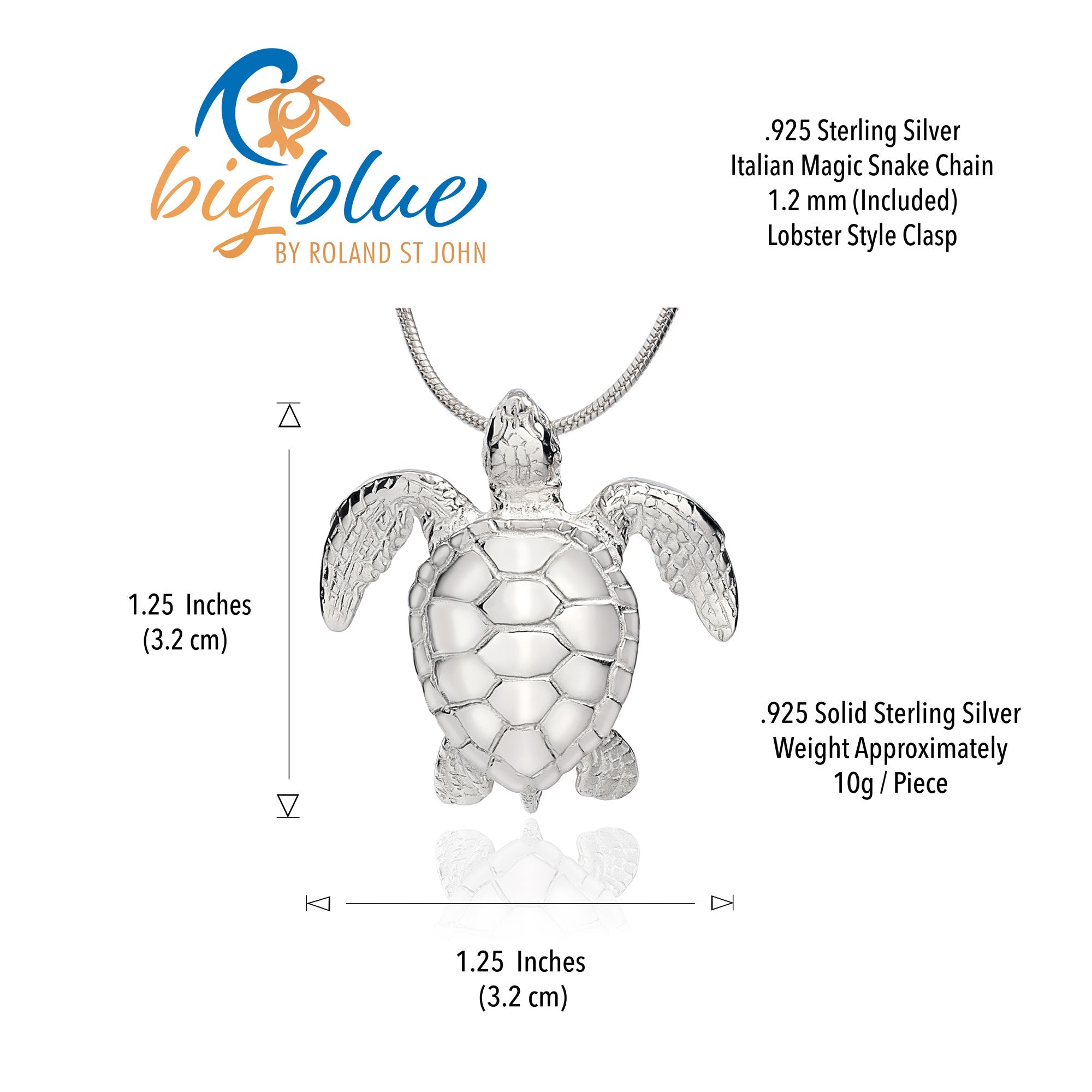 Sea Turtle Necklace Sterling Silver Pendant
