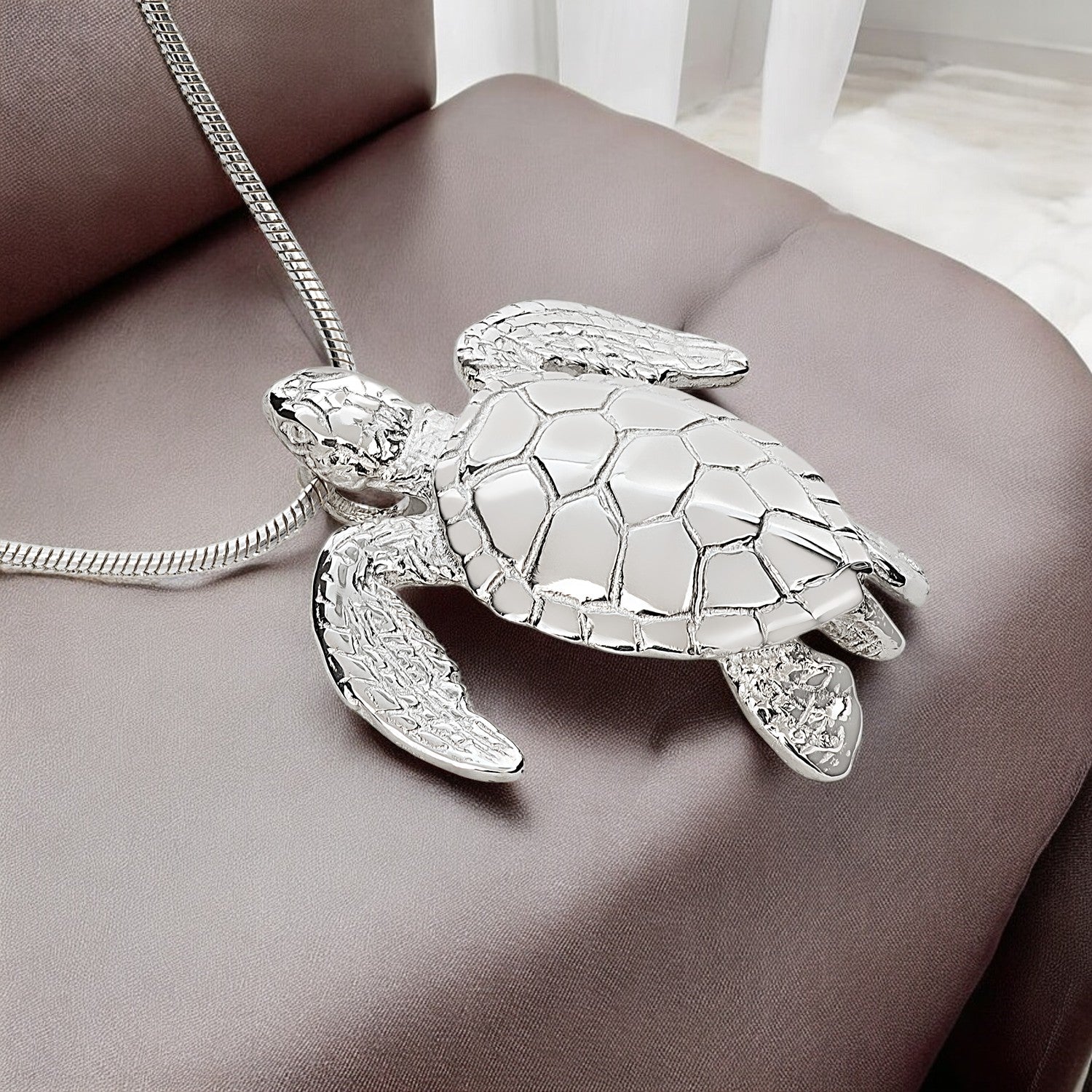 Sea Turtle Necklace Sterling Silver Pendant