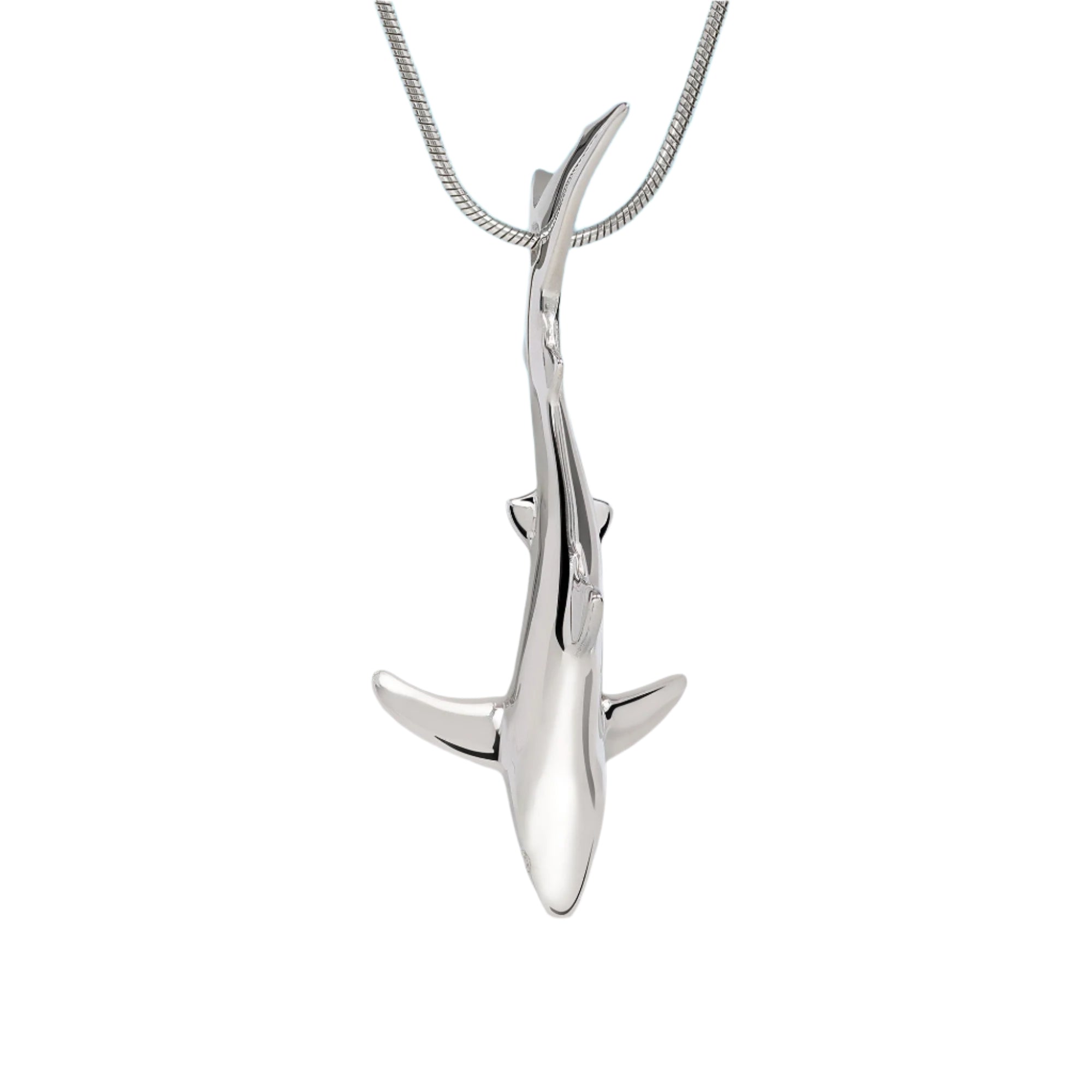 Sterling Silver Blue Shark Pendant Necklace