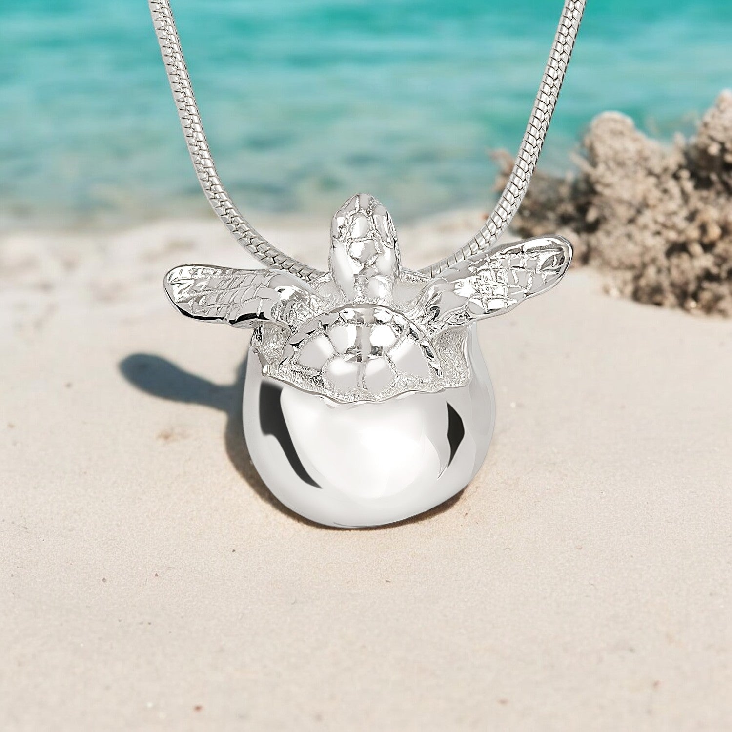 Baby Hatchling Sea Turtle Necklace Sterling Silver