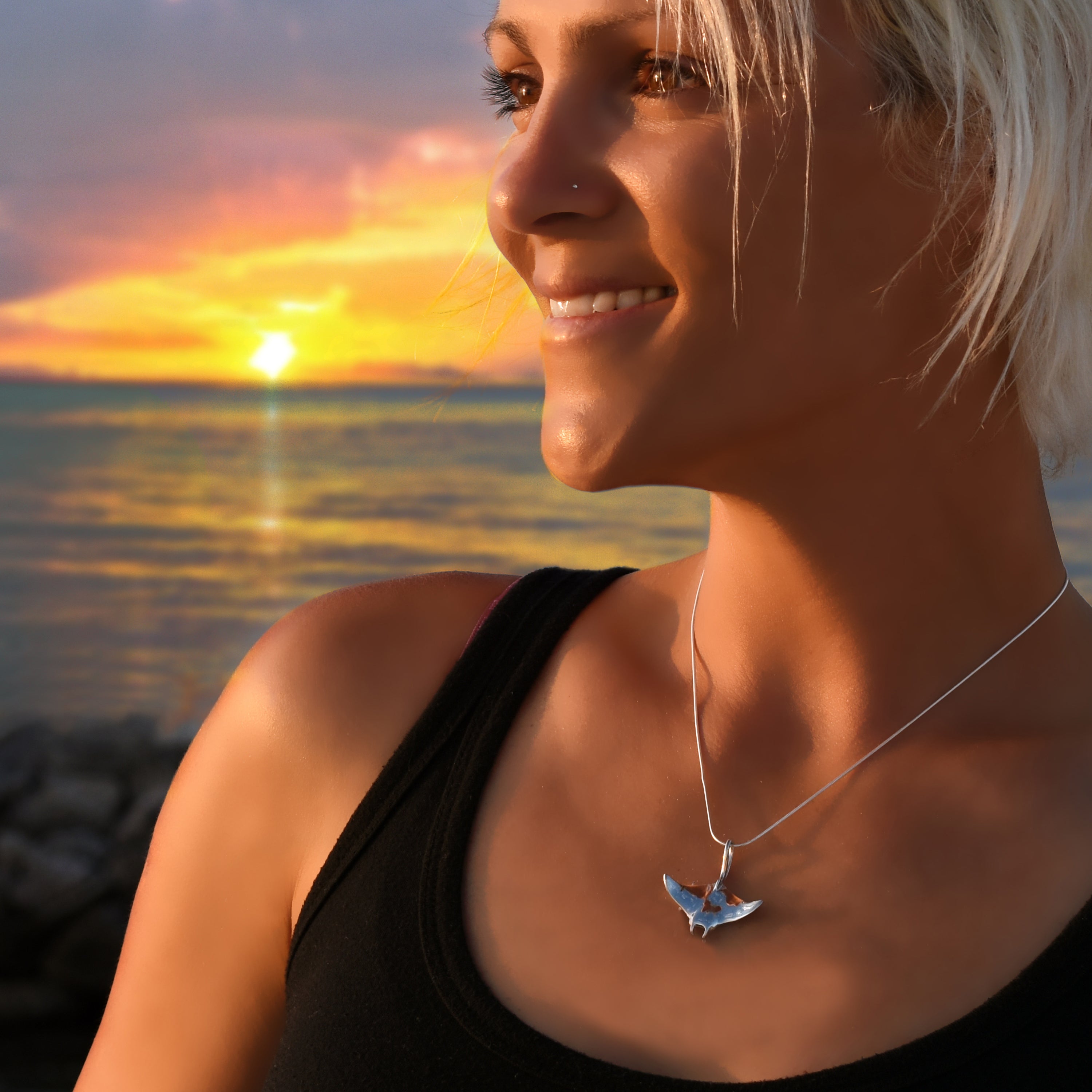 Stingray Necklace Sterling Silver