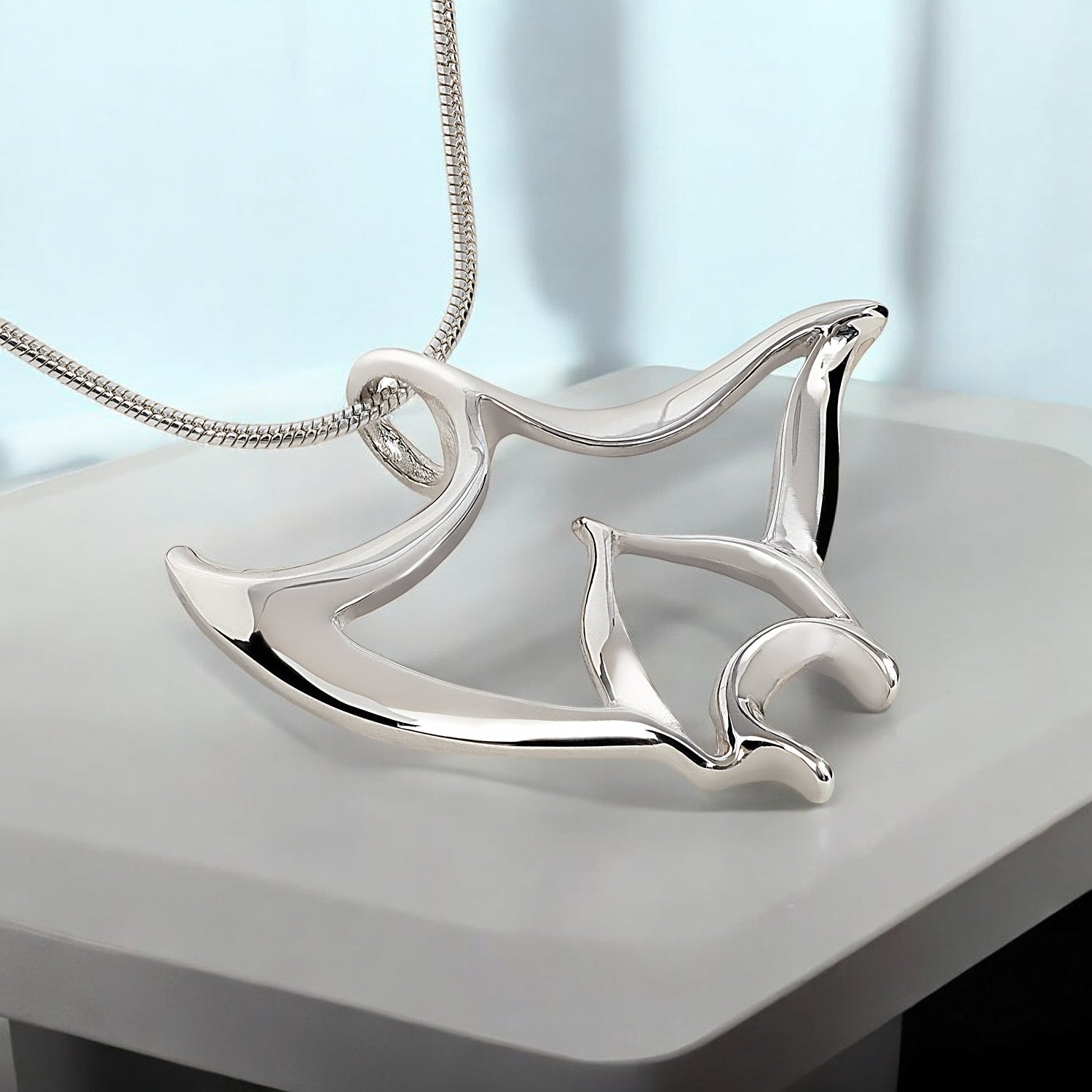 Manta Ray Necklace for Women Sterling Silver
