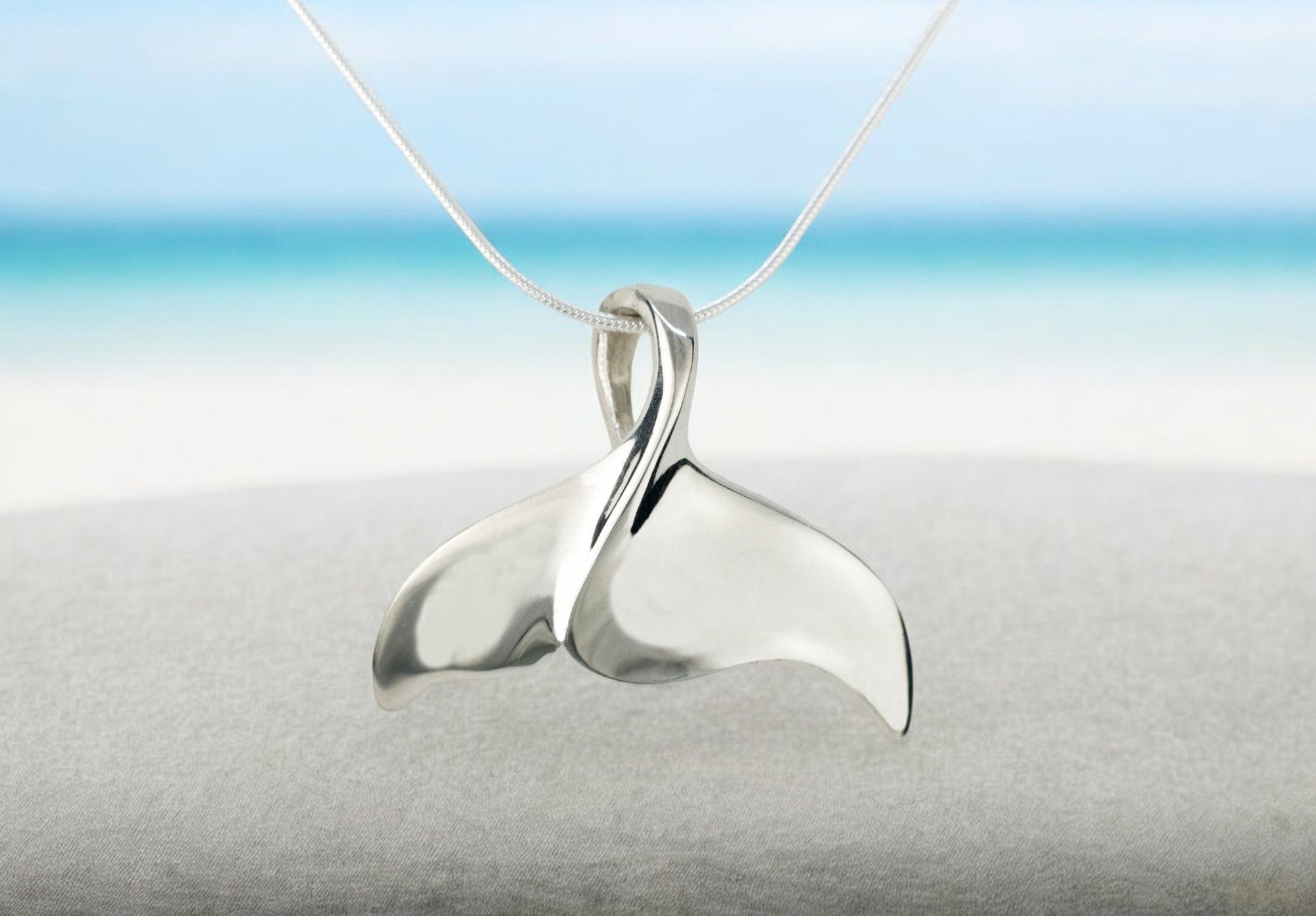 Whale Tail Necklace for Men and Women Sterling Silver