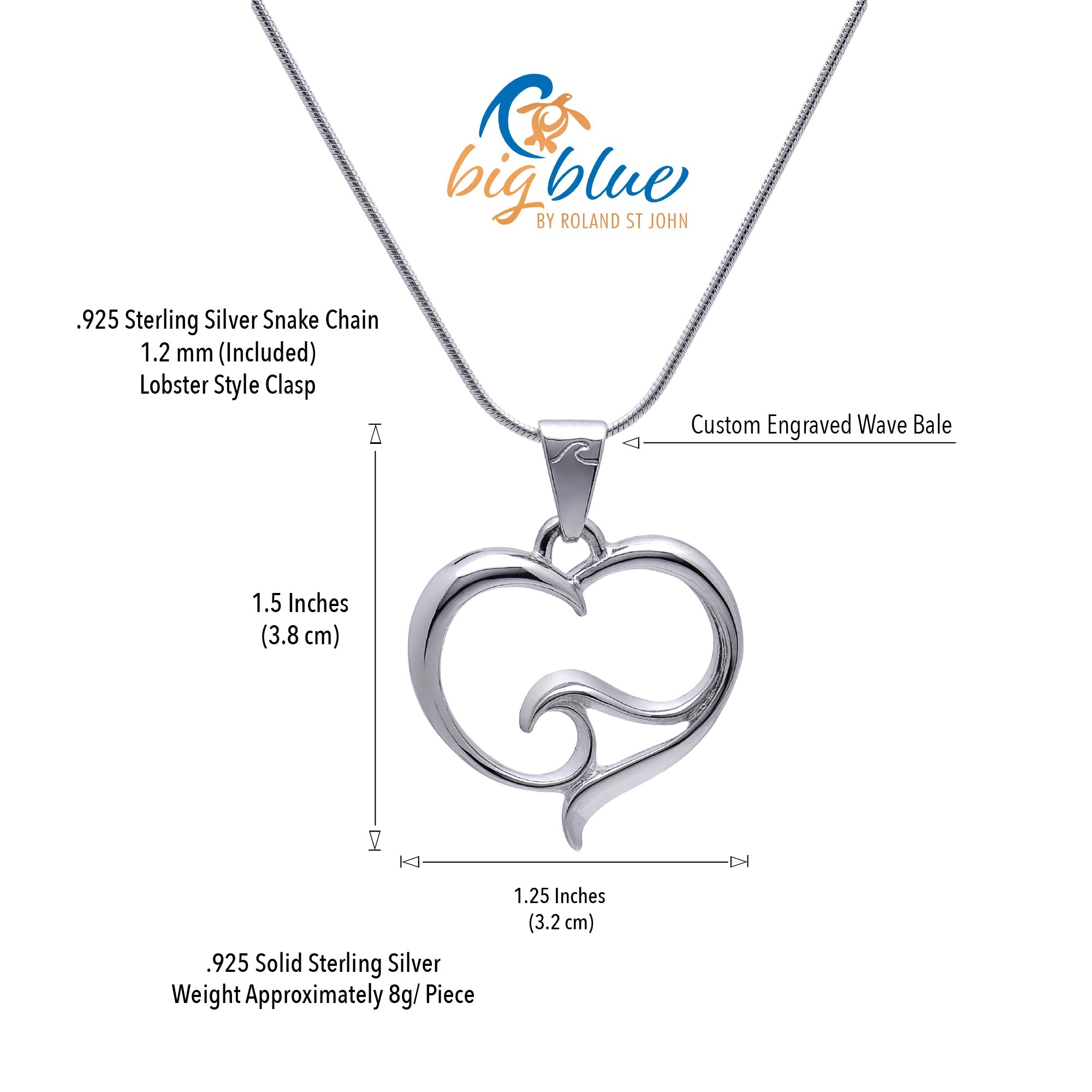 Ocean Wave Necklace Sterling Silver