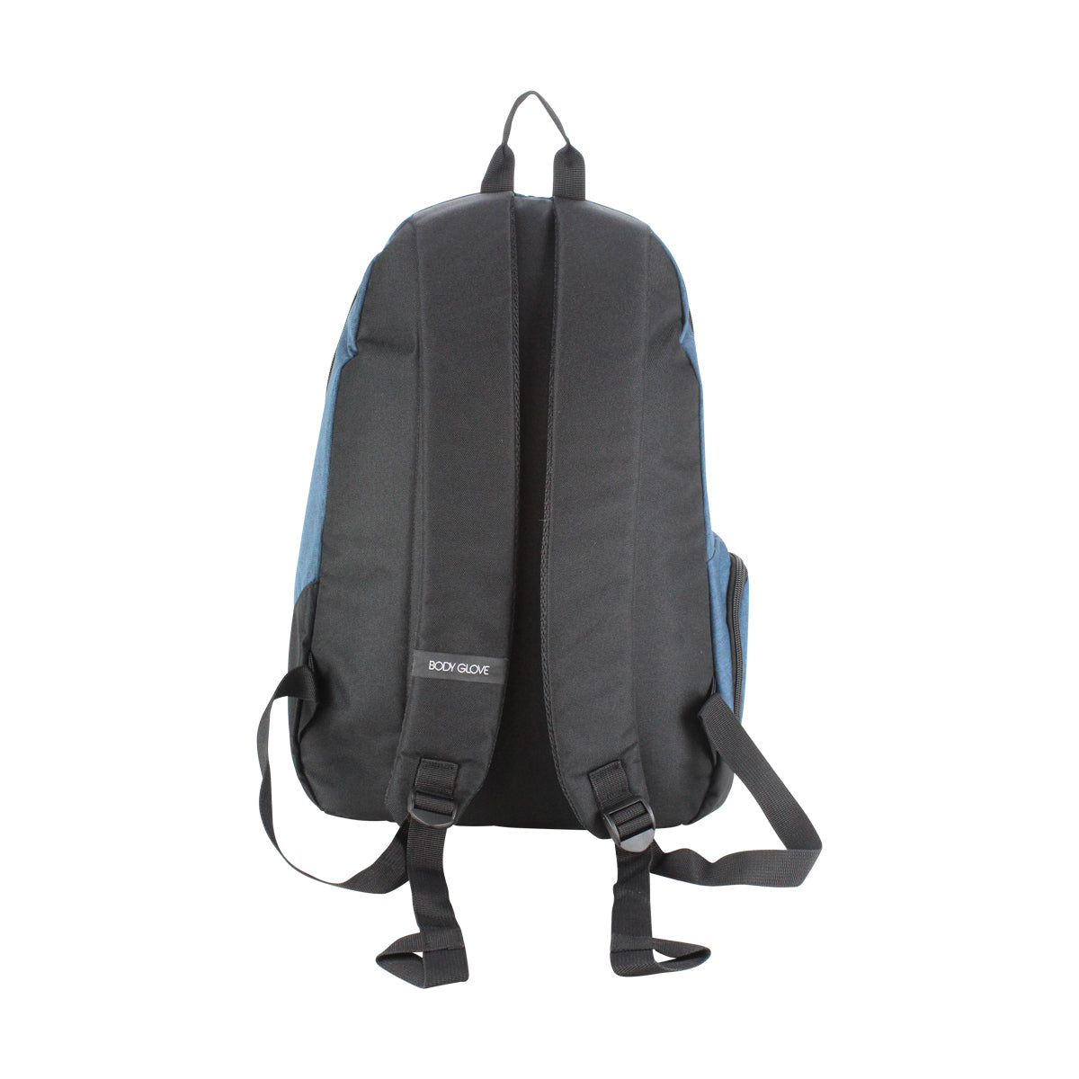 Black and blue backpack on a white background