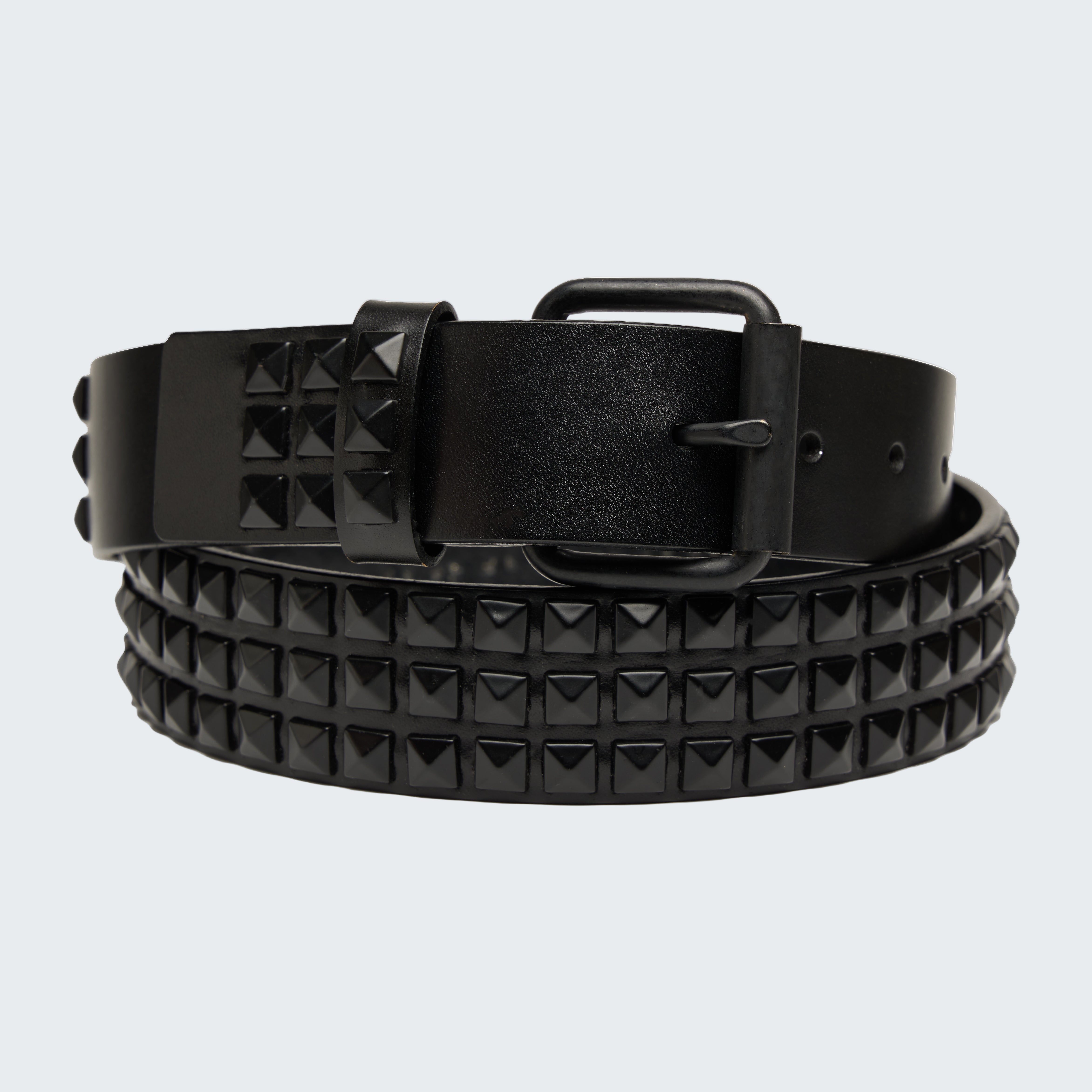 Black studded belt on a white background