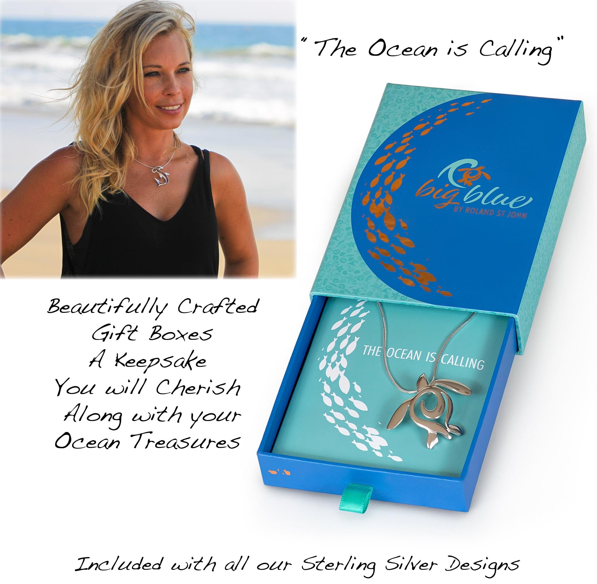 Ocean Wave Necklace Sterling Silver