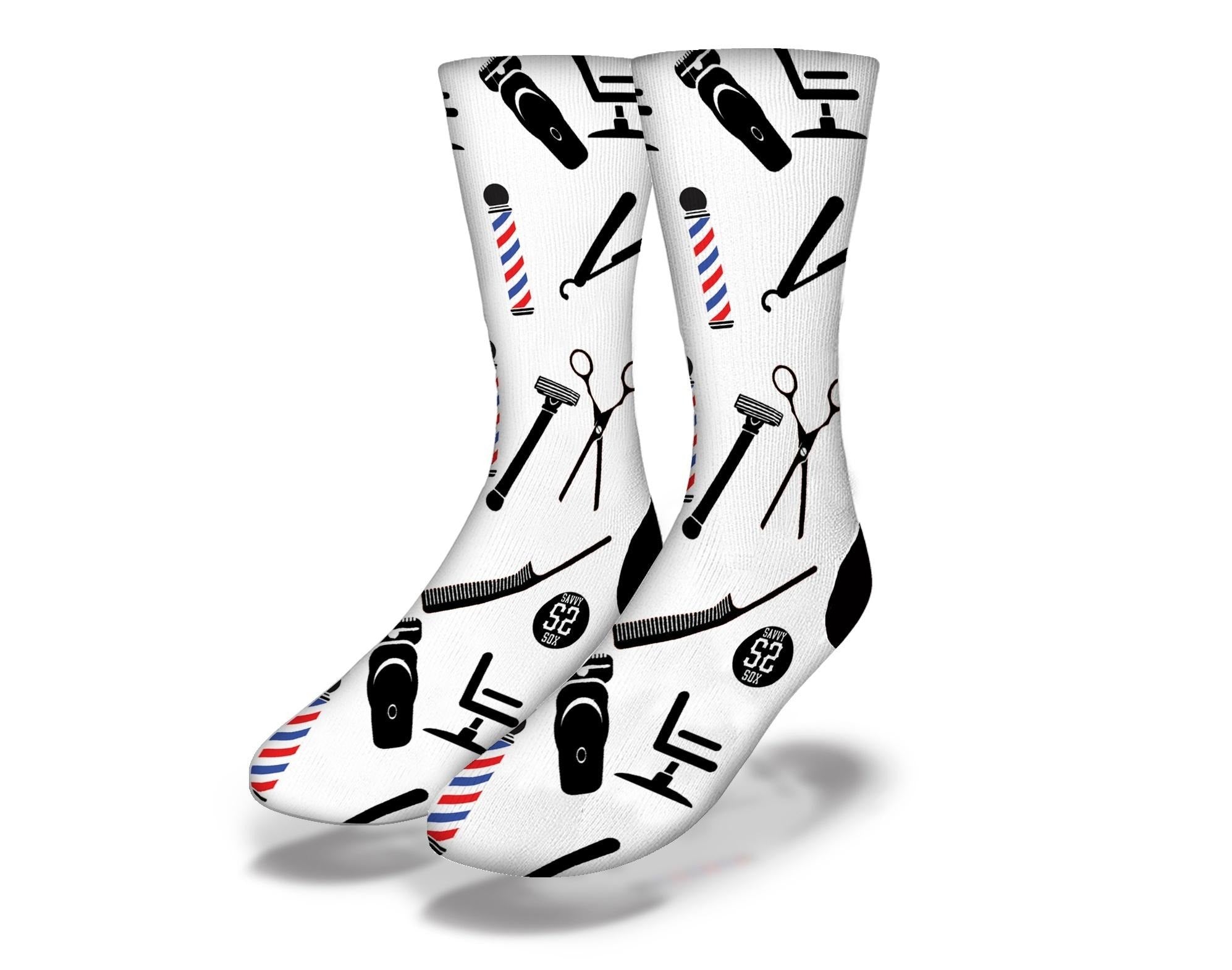 Barber Shop Socks White