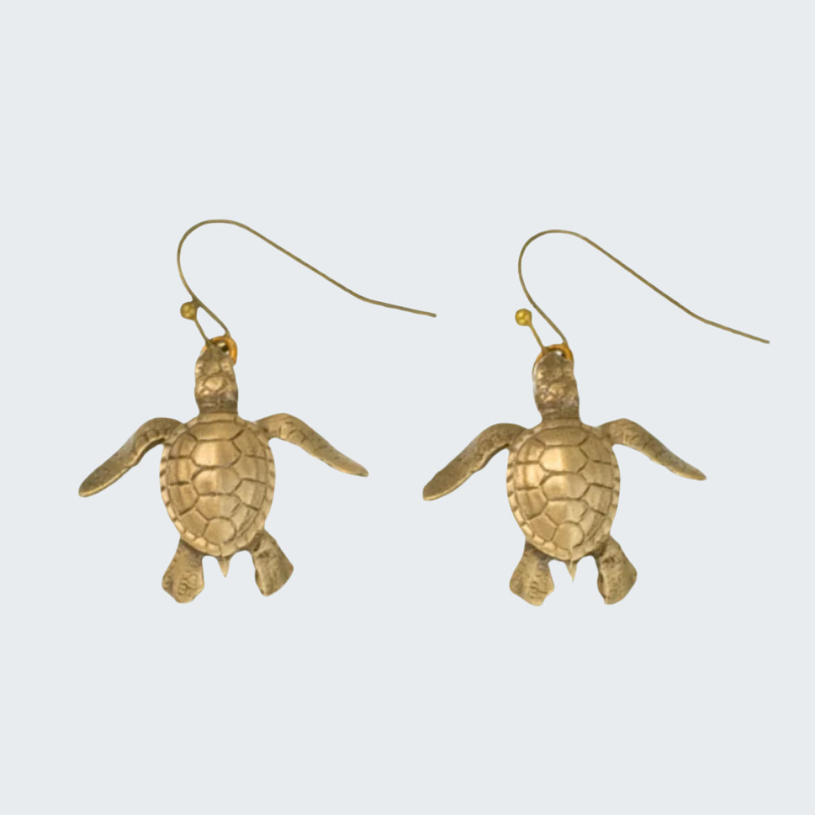 Bronze Baby Sea Turtle Drop Earrings