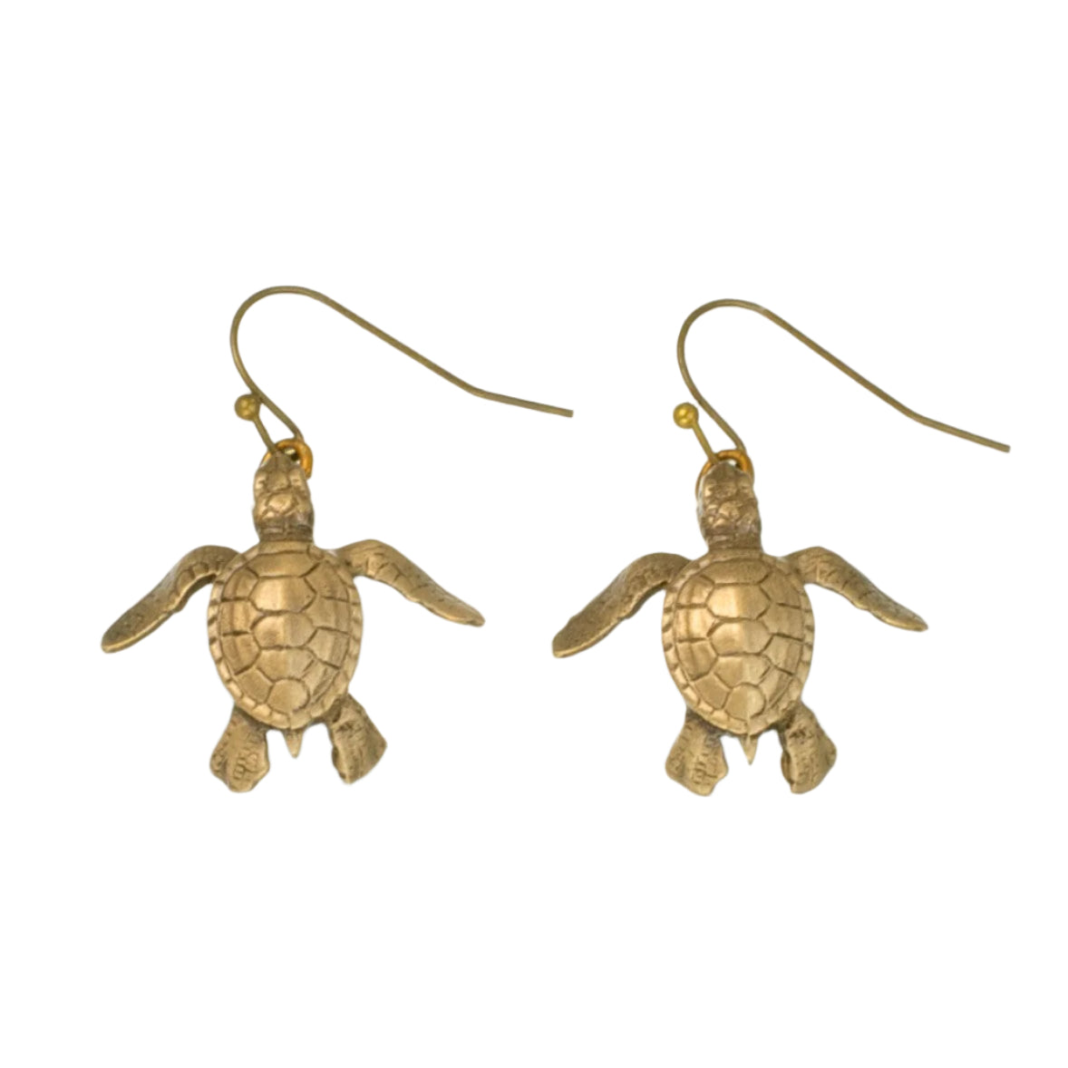 Bronze Baby Sea Turtle Drop Earrings