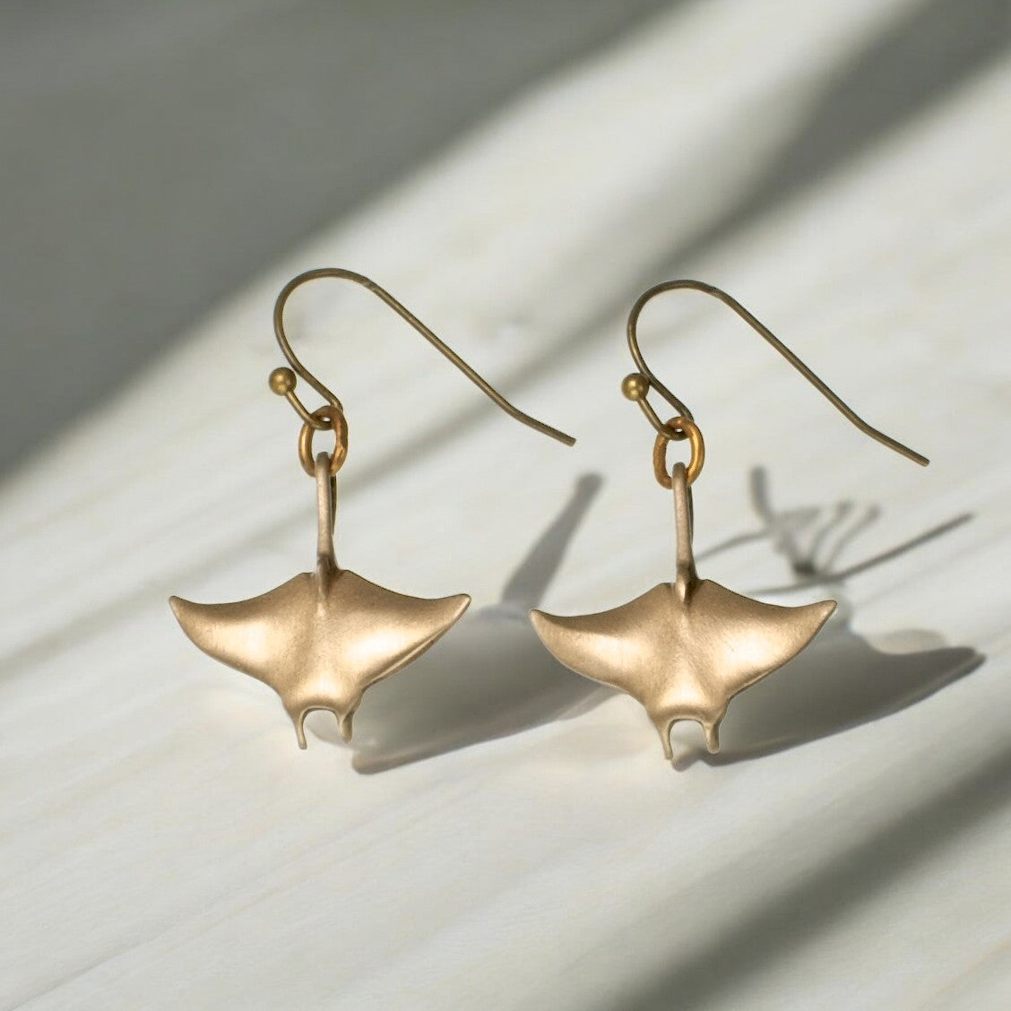 Bronze Manta Ray Drop Earrings
