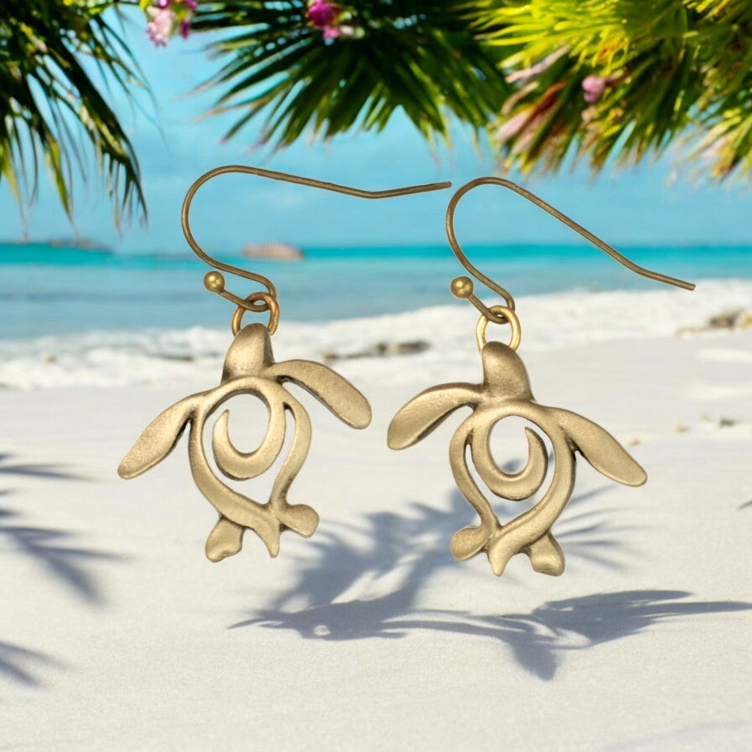Bronze Turtle Drop Earrings for Women
