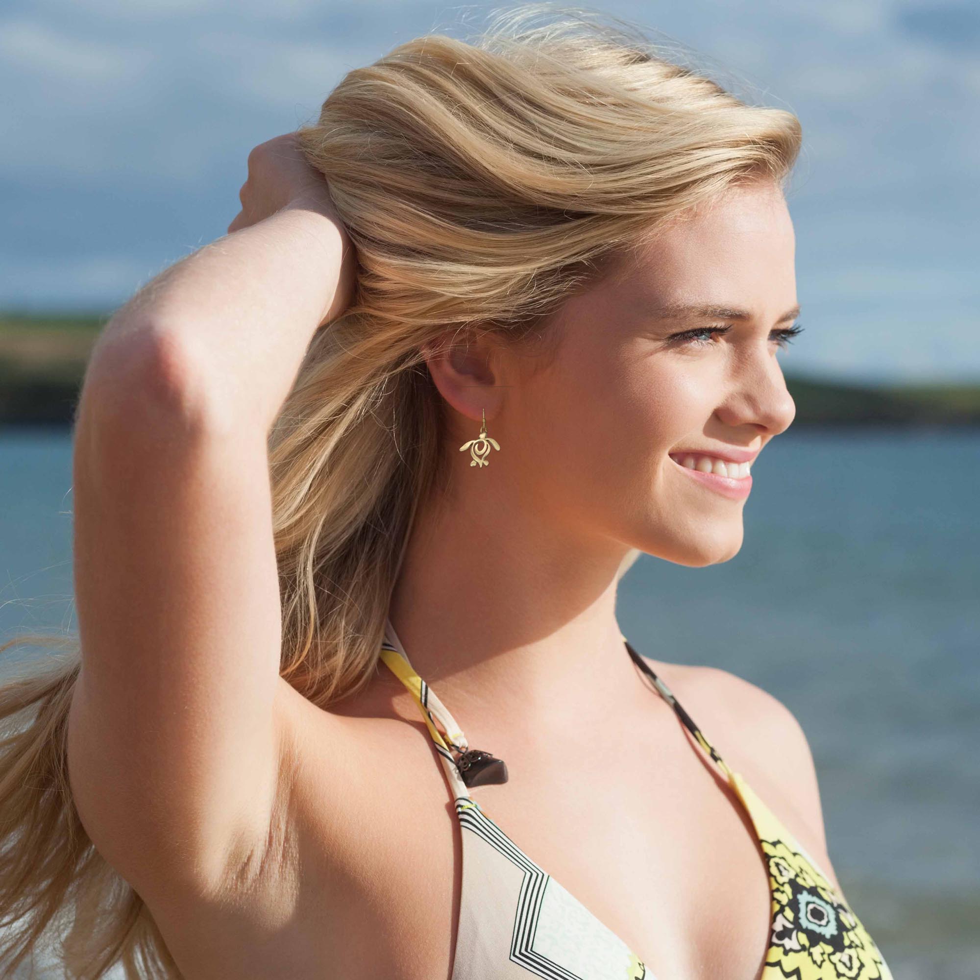 Bronze Turtle Drop Earrings for Women