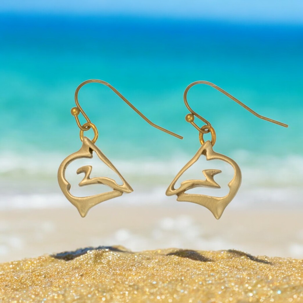 Bronze Shark Dangle Drop Earrings