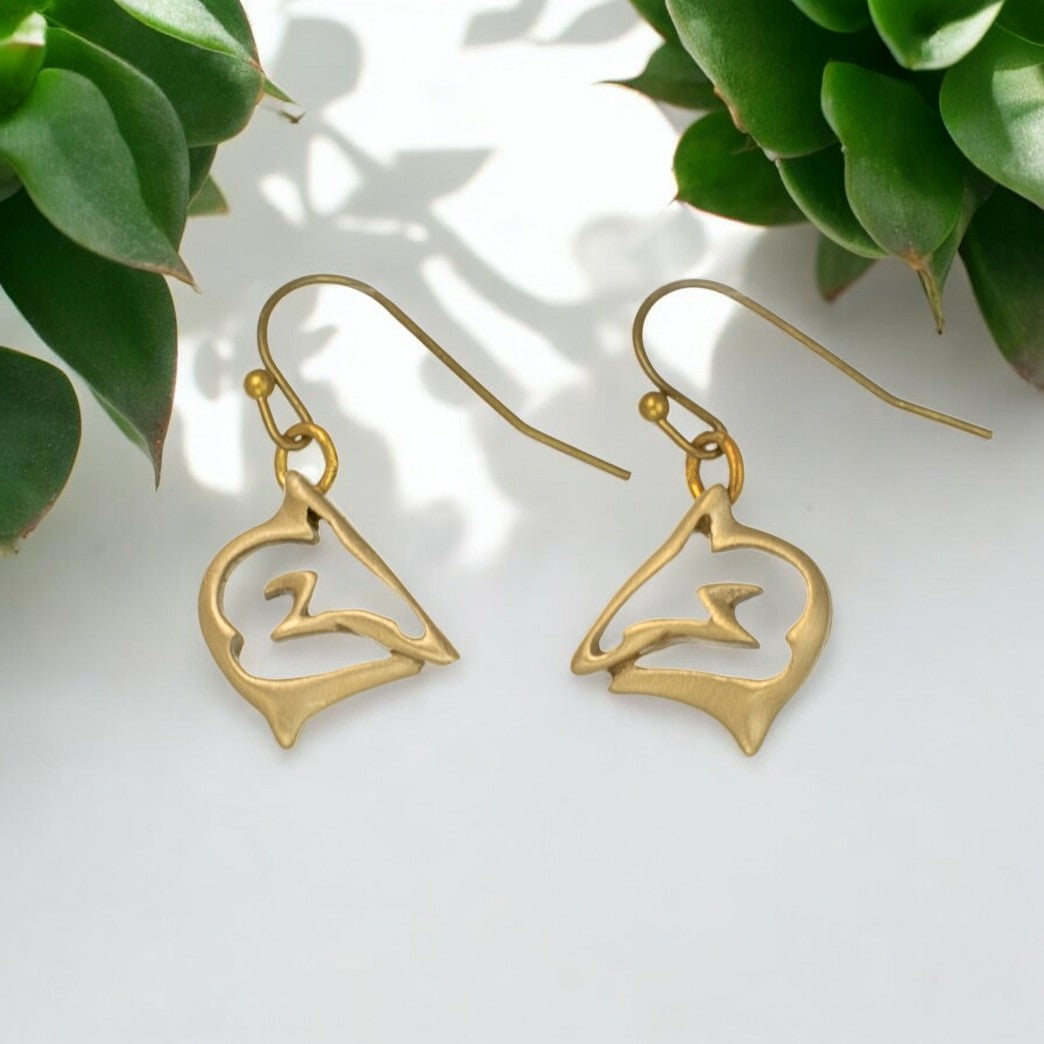Bronze Shark Dangle Drop Earrings