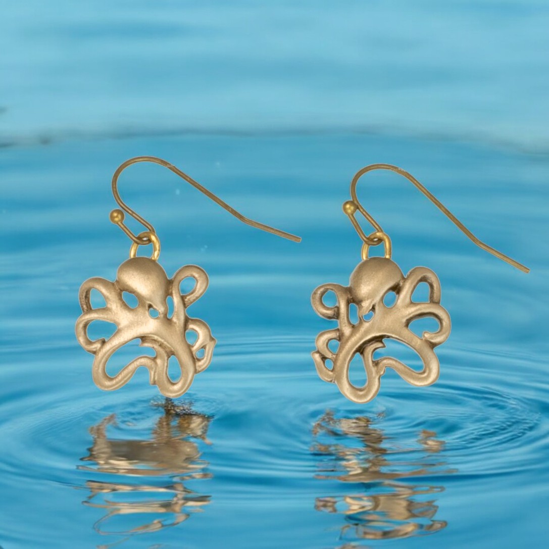 Bronze Octopus Dangle Earrings