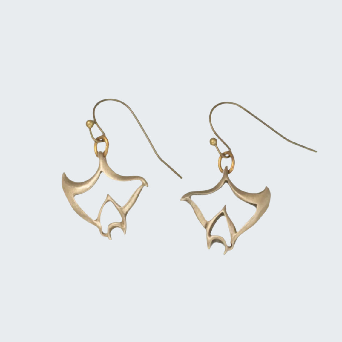 Bronze Manta Ray Dangle Drop Earrings
