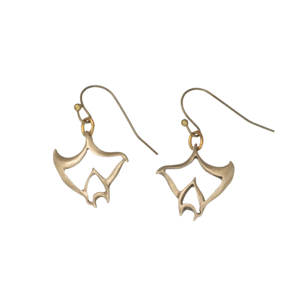 Bronze Manta Ray Dangle Drop Earrings