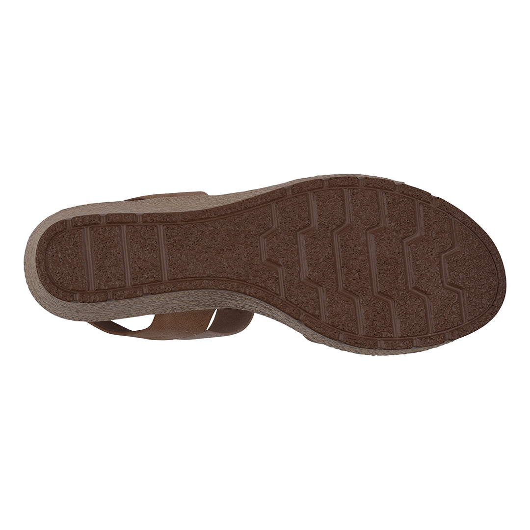 GC Shoes Bane Natural Embellished Elastic Double Band Wedge Sandals