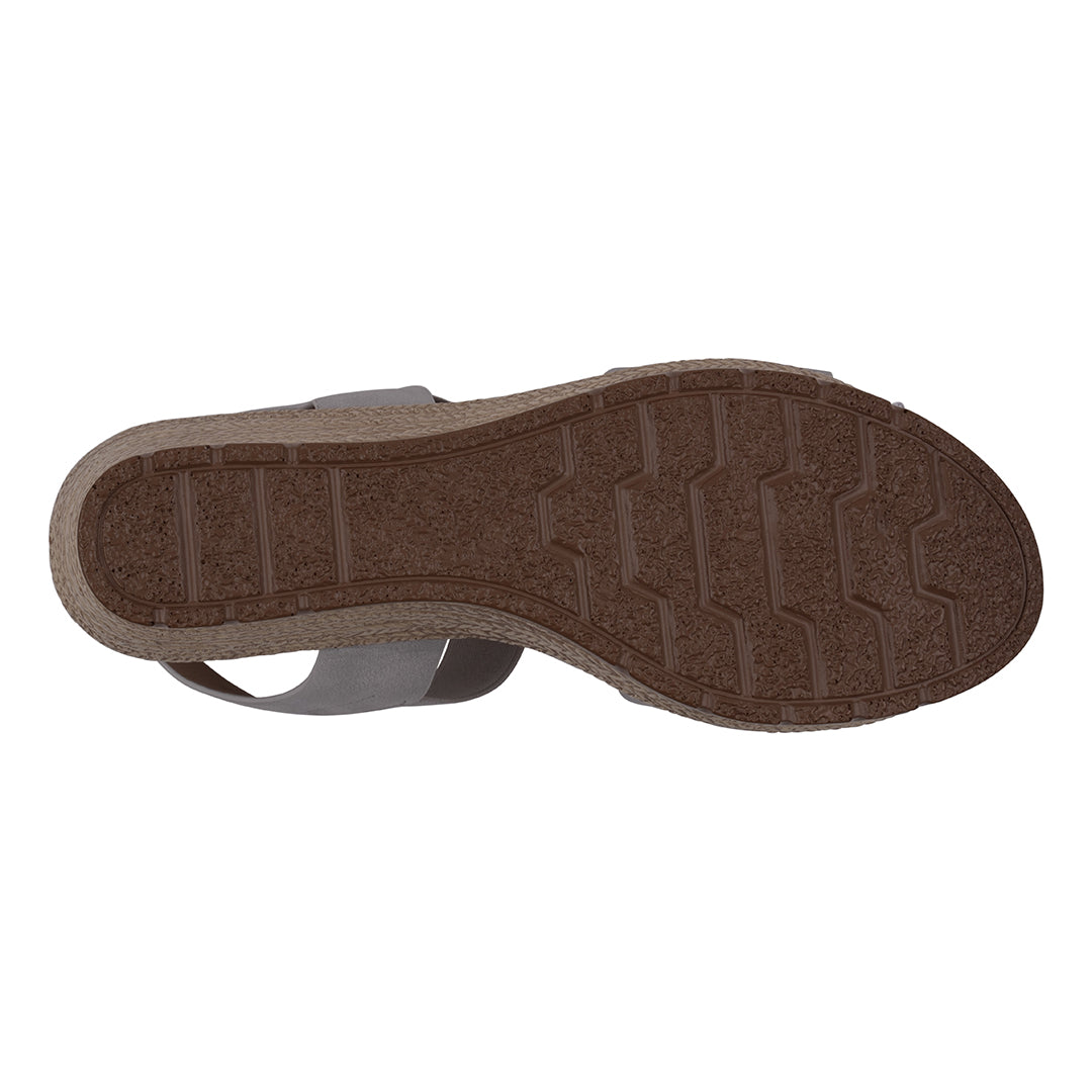 GC Shoes Bane Silver Embellished Elastic Double Band Wedge Sandals