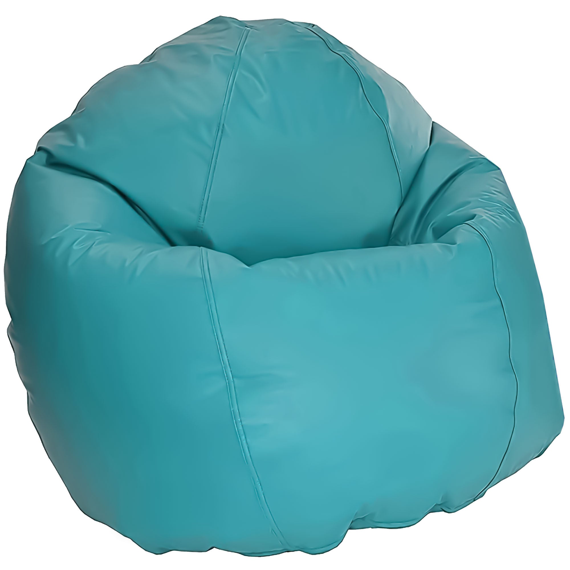 Turquoise bean bag chair on a white background