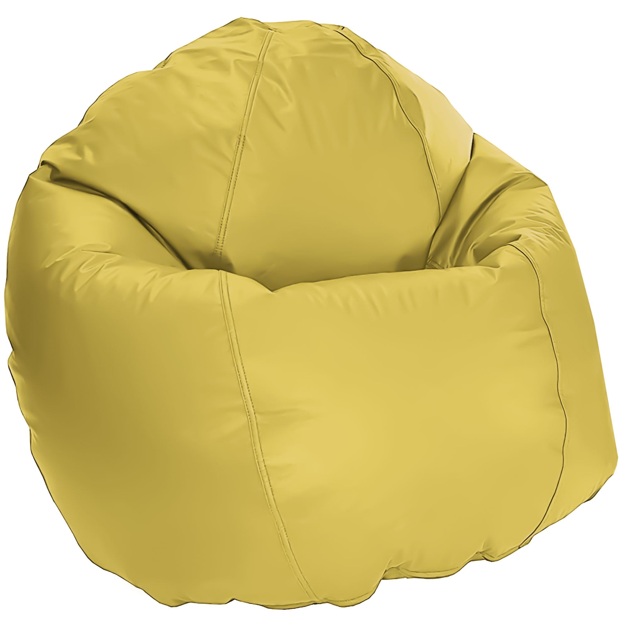 Yellow bean bag chair on a white background