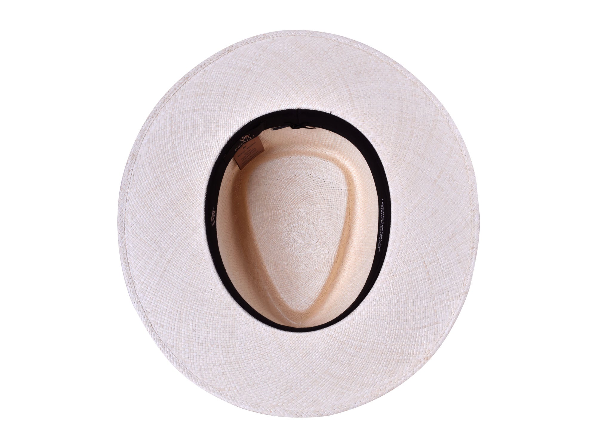 White cowboy hat with black band on a white background