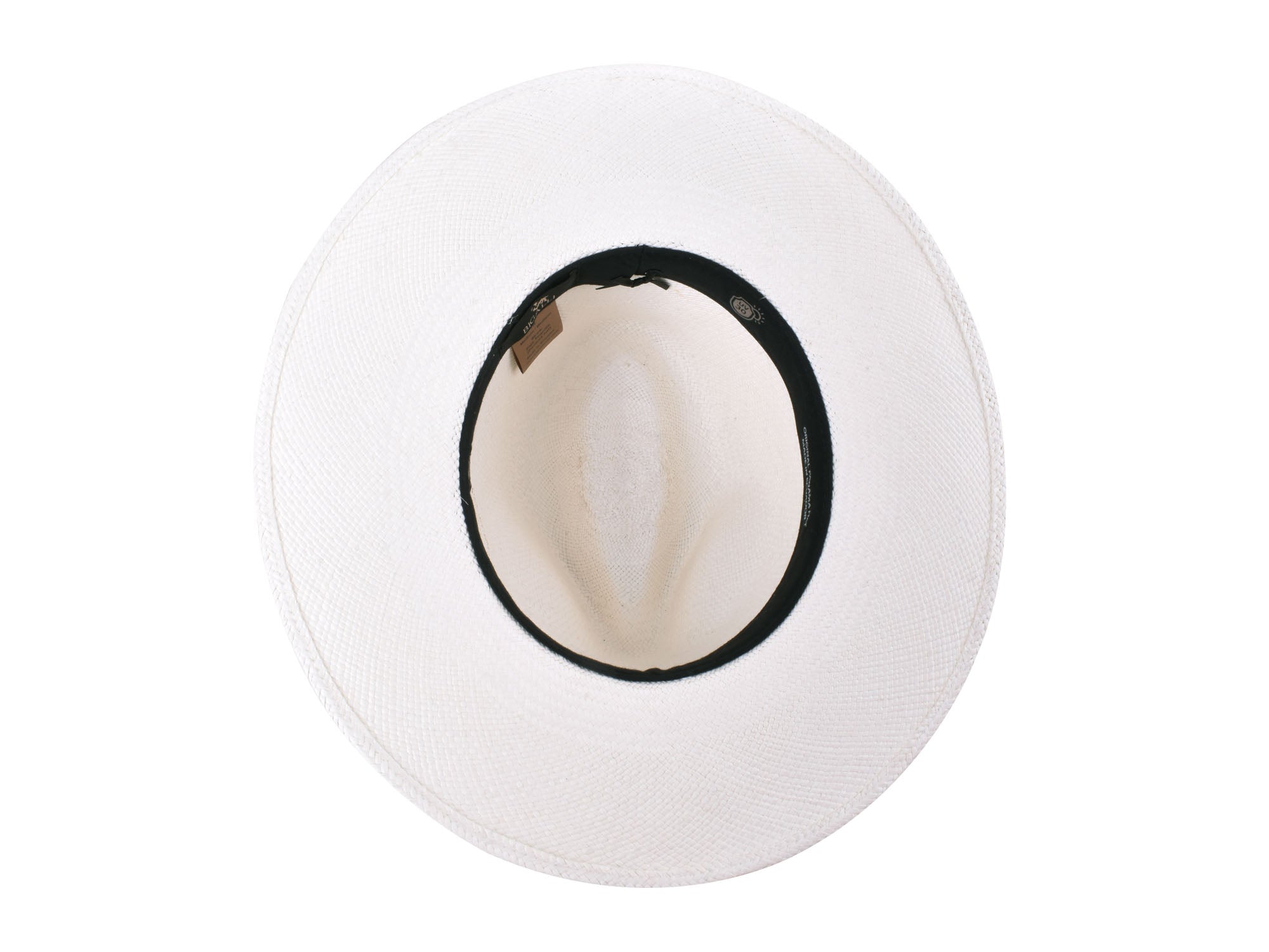 White spherical object with a black ring on a white background