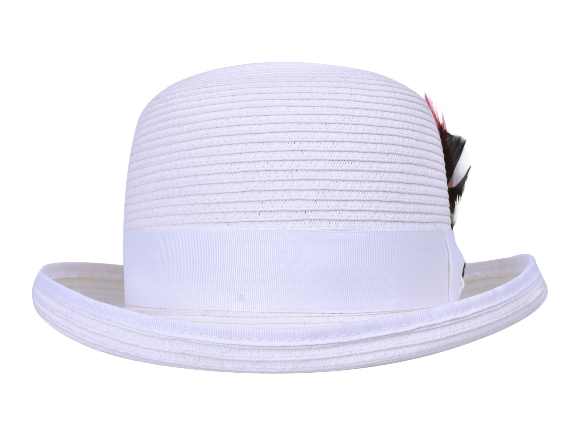 White straw hat with a decorative bow on a white background