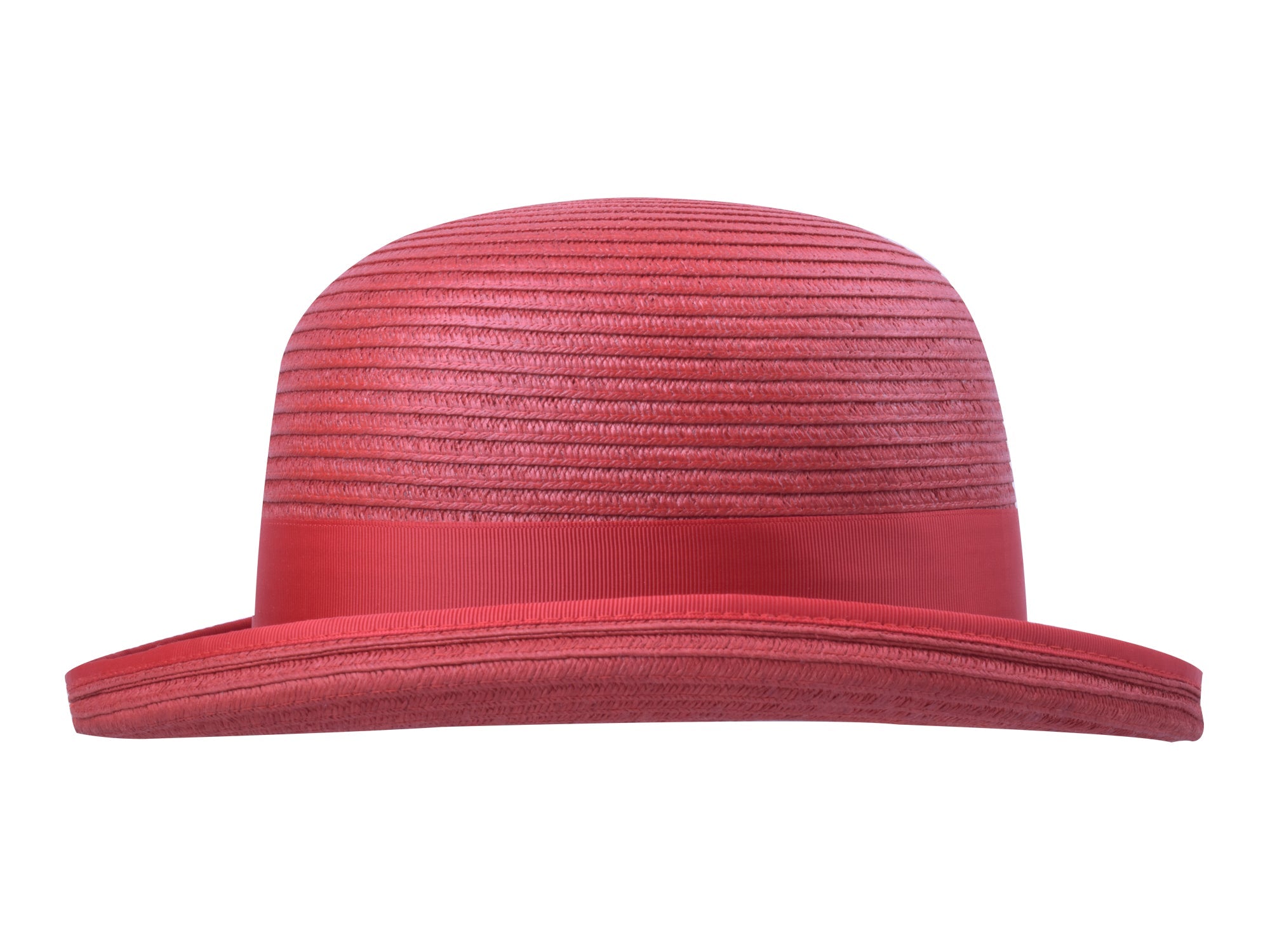 Red straw hat on a white background