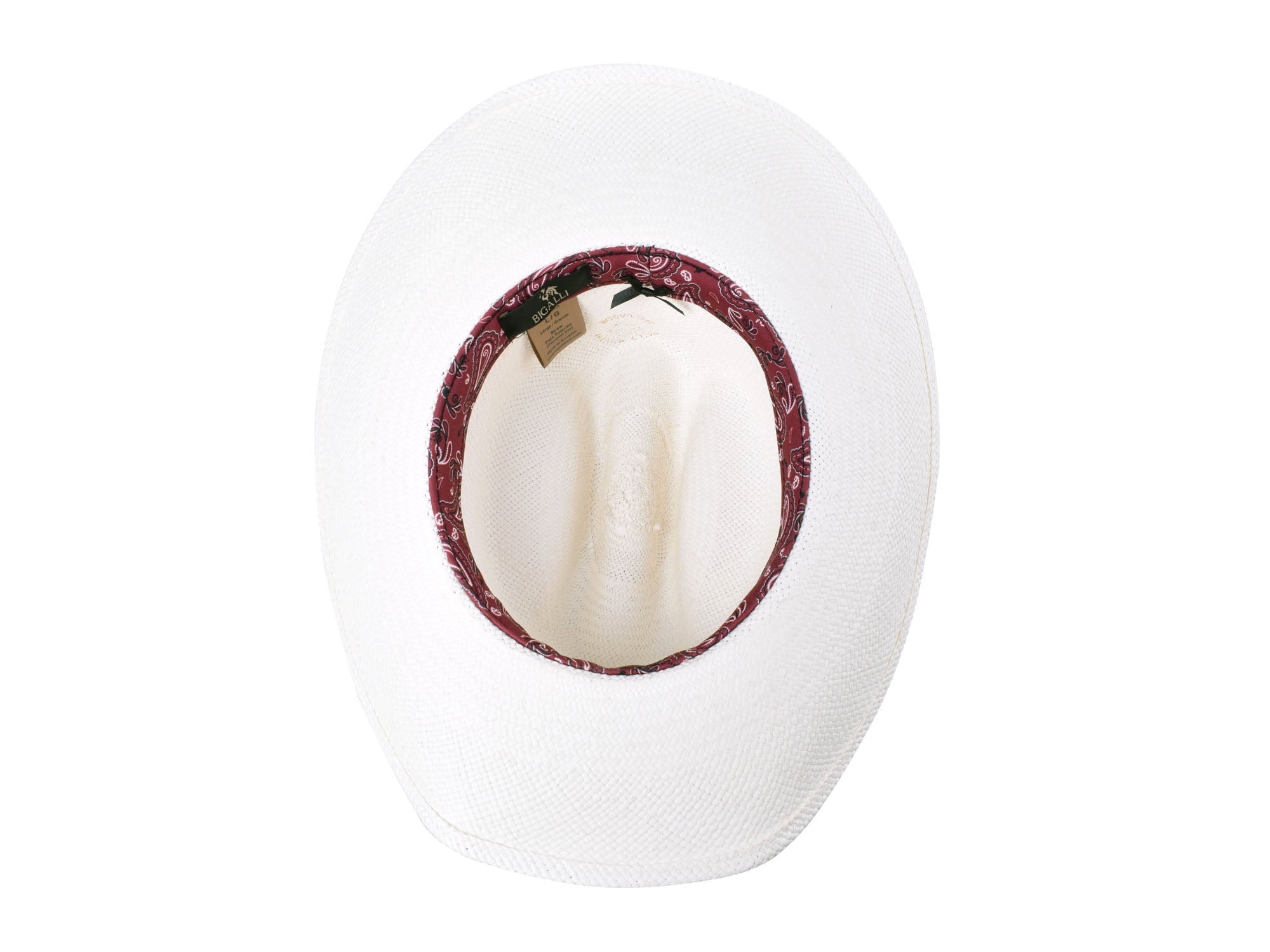 White cowboy hat with red band on a white background