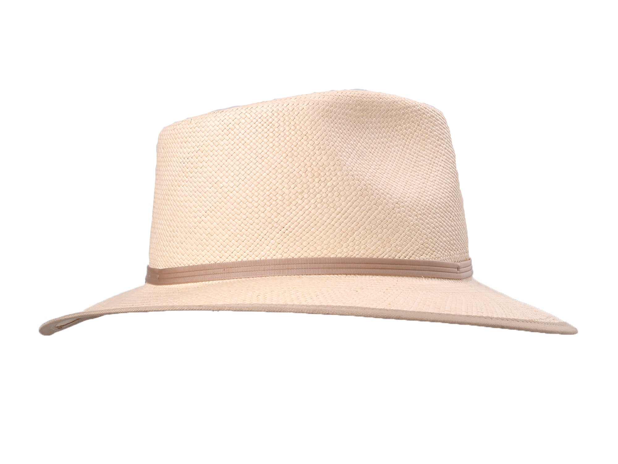 Beige straw hat on a white background