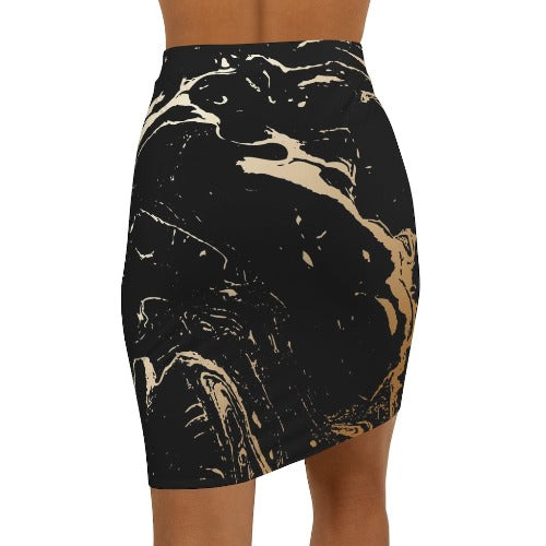 Black And Beige Marble Style Skirt