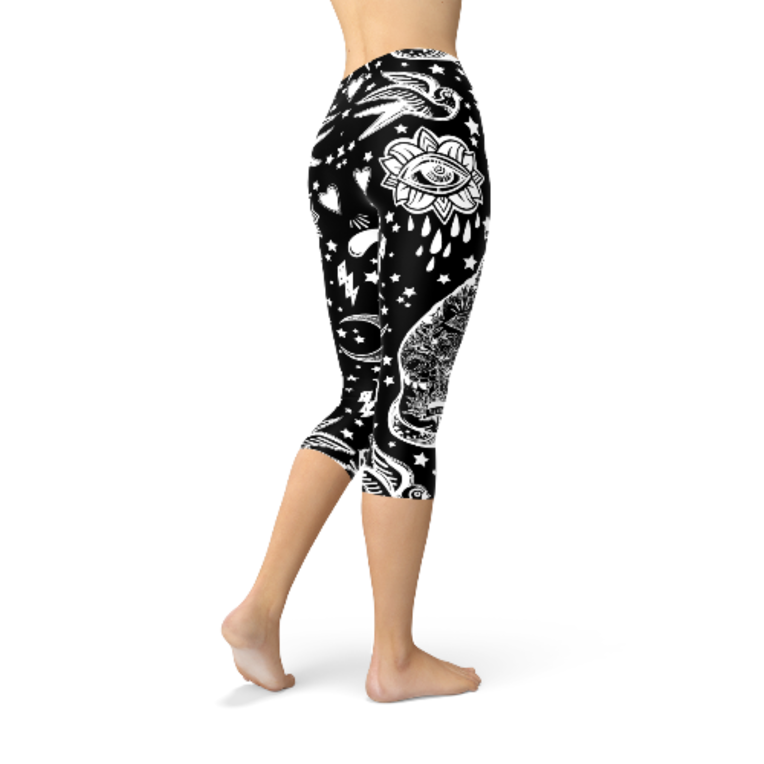 Black Magic Cat Capri Leggings