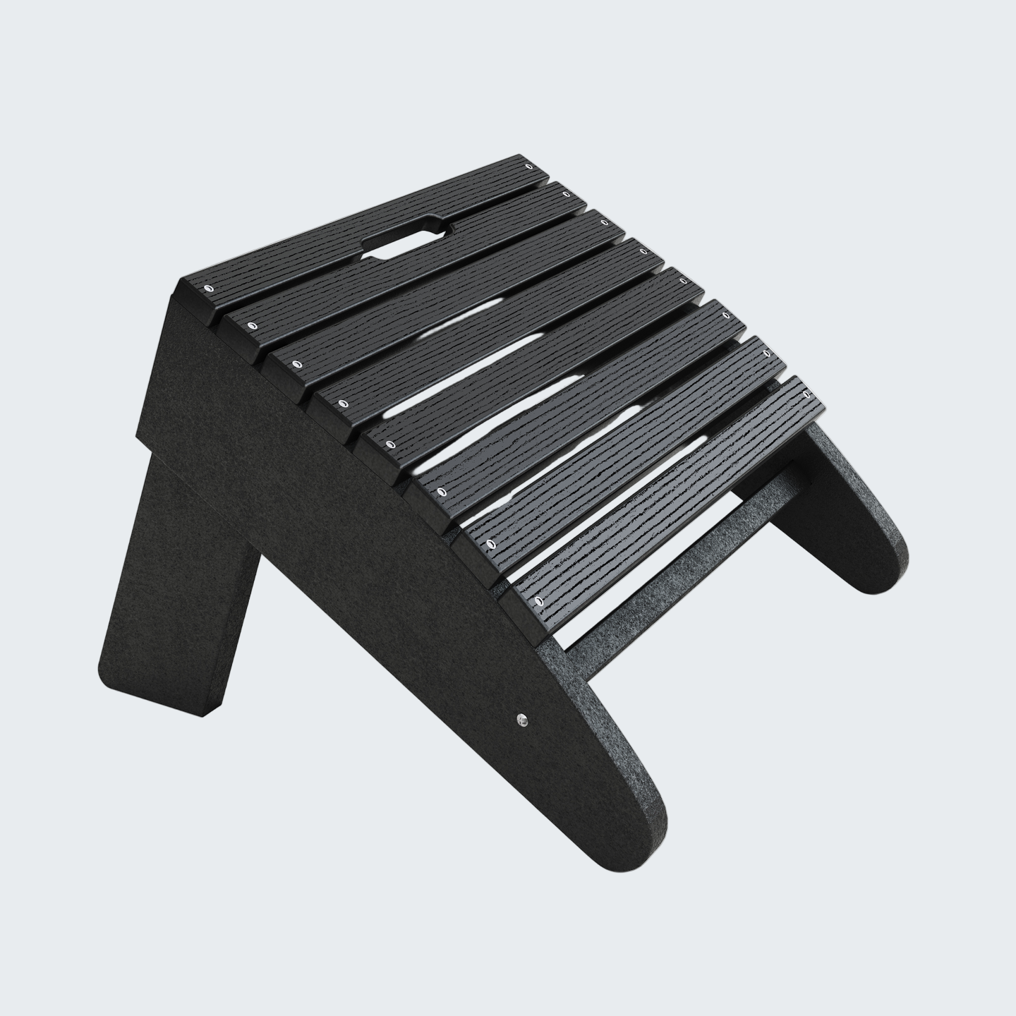 Black folding stool on a white background