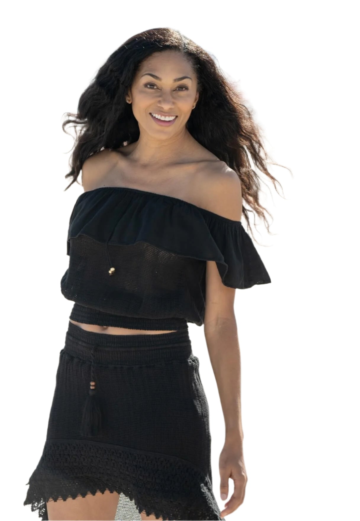 BONITA Black Off Shoulder Top