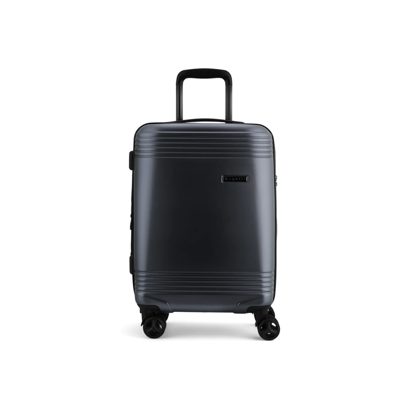 Black suitcase with a handle on a white background