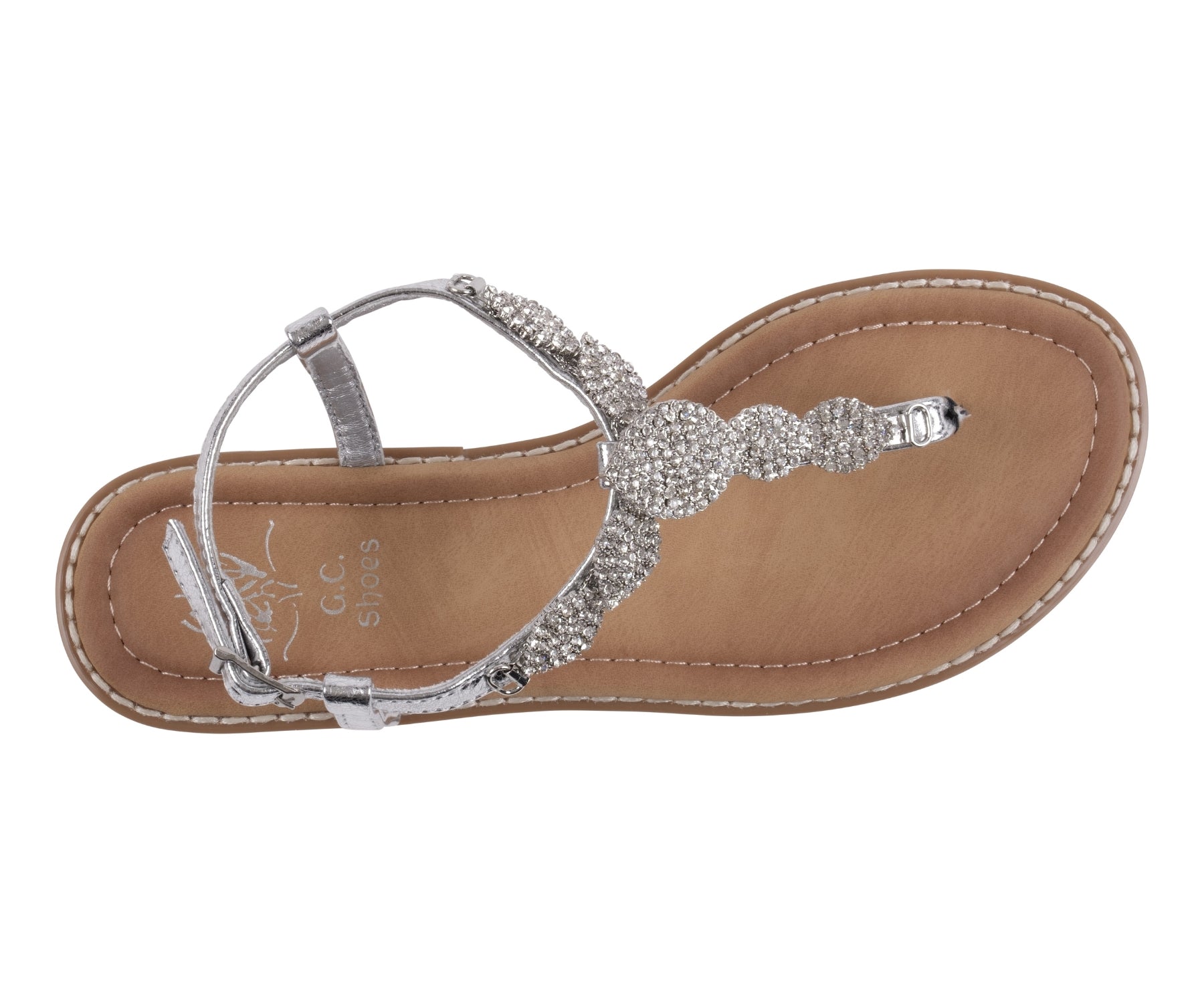Silver embellished sandal on a white background
