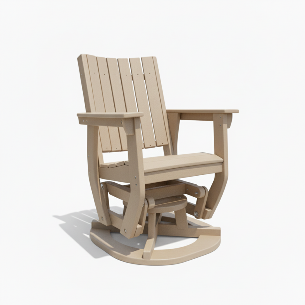 Beige wooden rocking chair on a white background