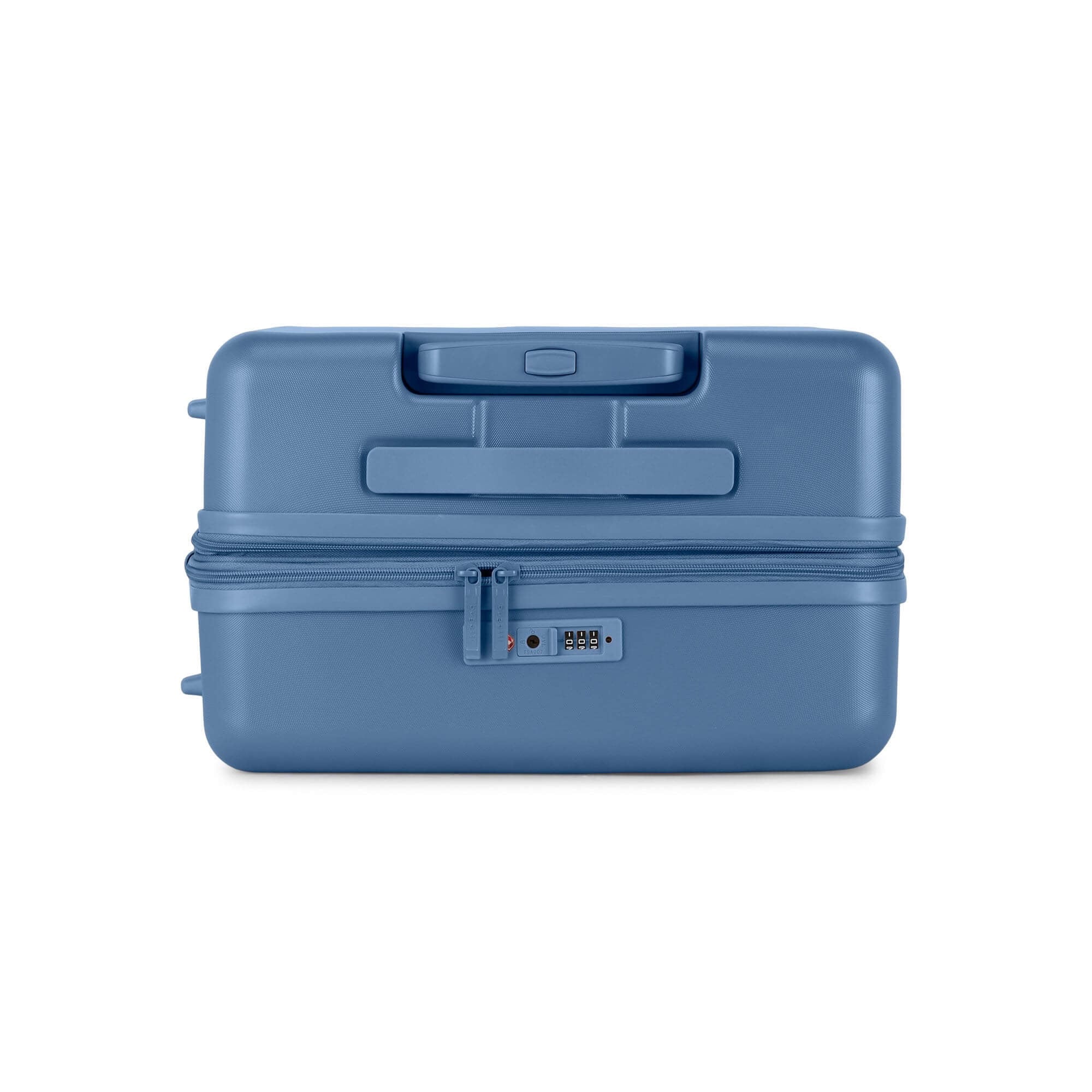 Blue suitcase on a white background