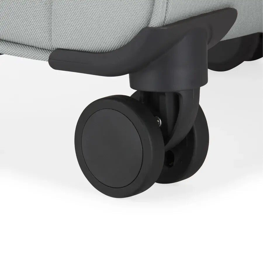 Close-up of a chair wheel on a white background