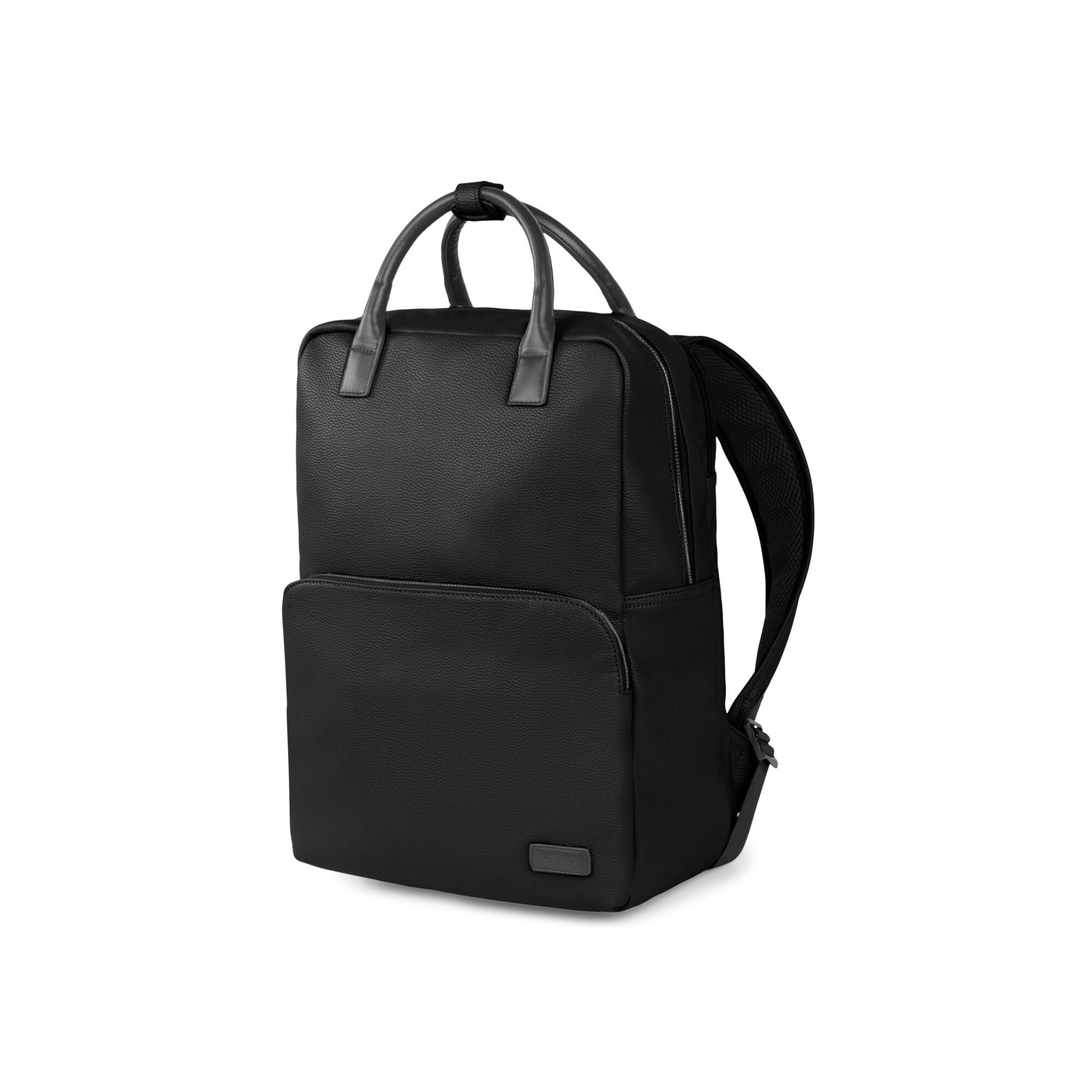 Black backpack on a white background