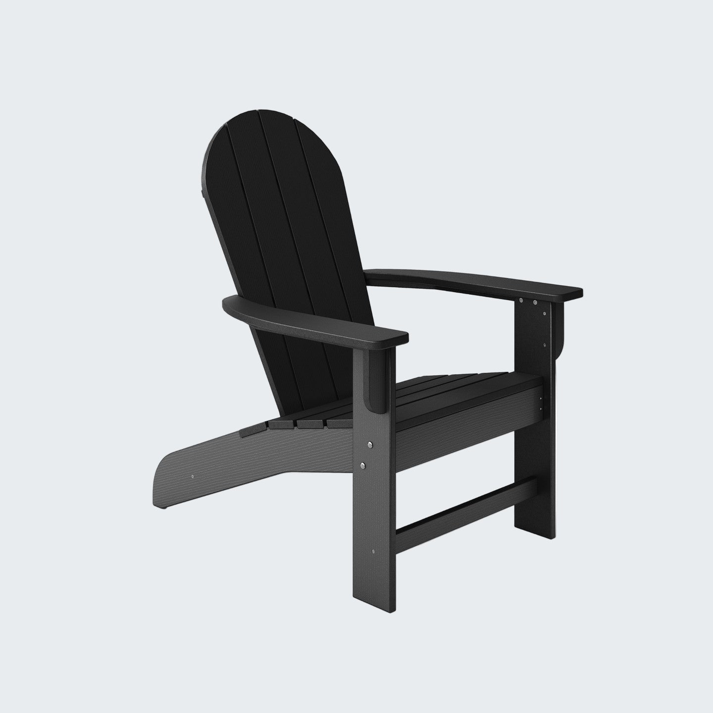 Black Adirondack chair on a white background