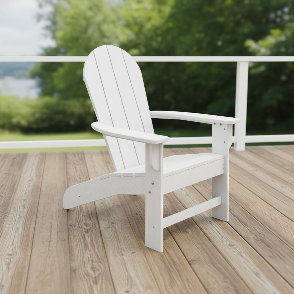 White Adirondack chair on a white background