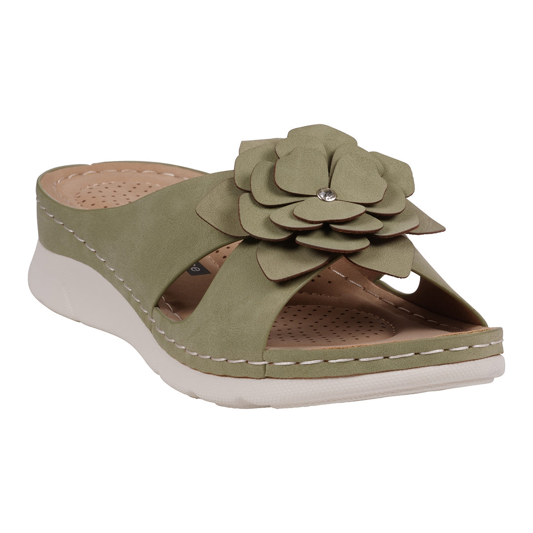 GC Shoes Women's Claire Green Cushioned Footbed Sandals