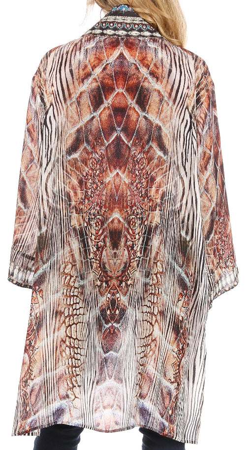 Long-sleeve shirt with a patterned design on a white background