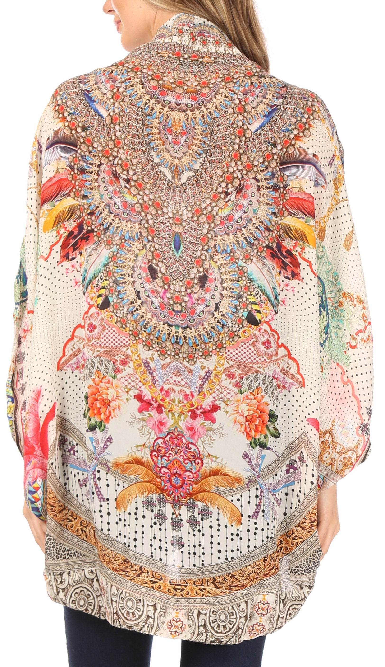 Sakkas - Jenna Boho Sheer Kimono Loose Cardigan Cape