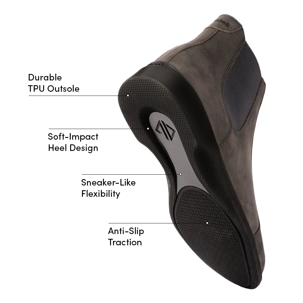 Shoe with labeled features on a white background
